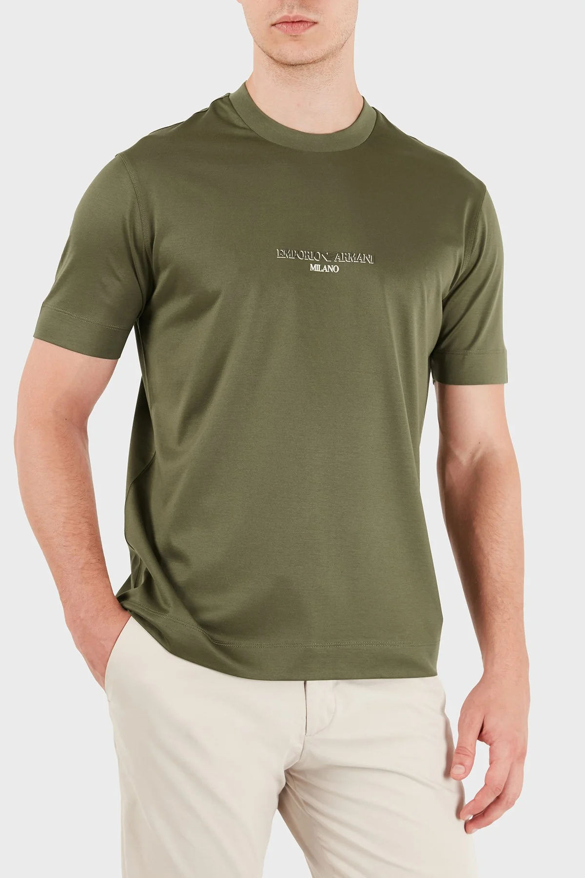 Emporio Armani Pamuklu Yuvarlak Yaka Regular Fit Erkek T Shirt EM007353 AF10017 M7312 Haki - 4