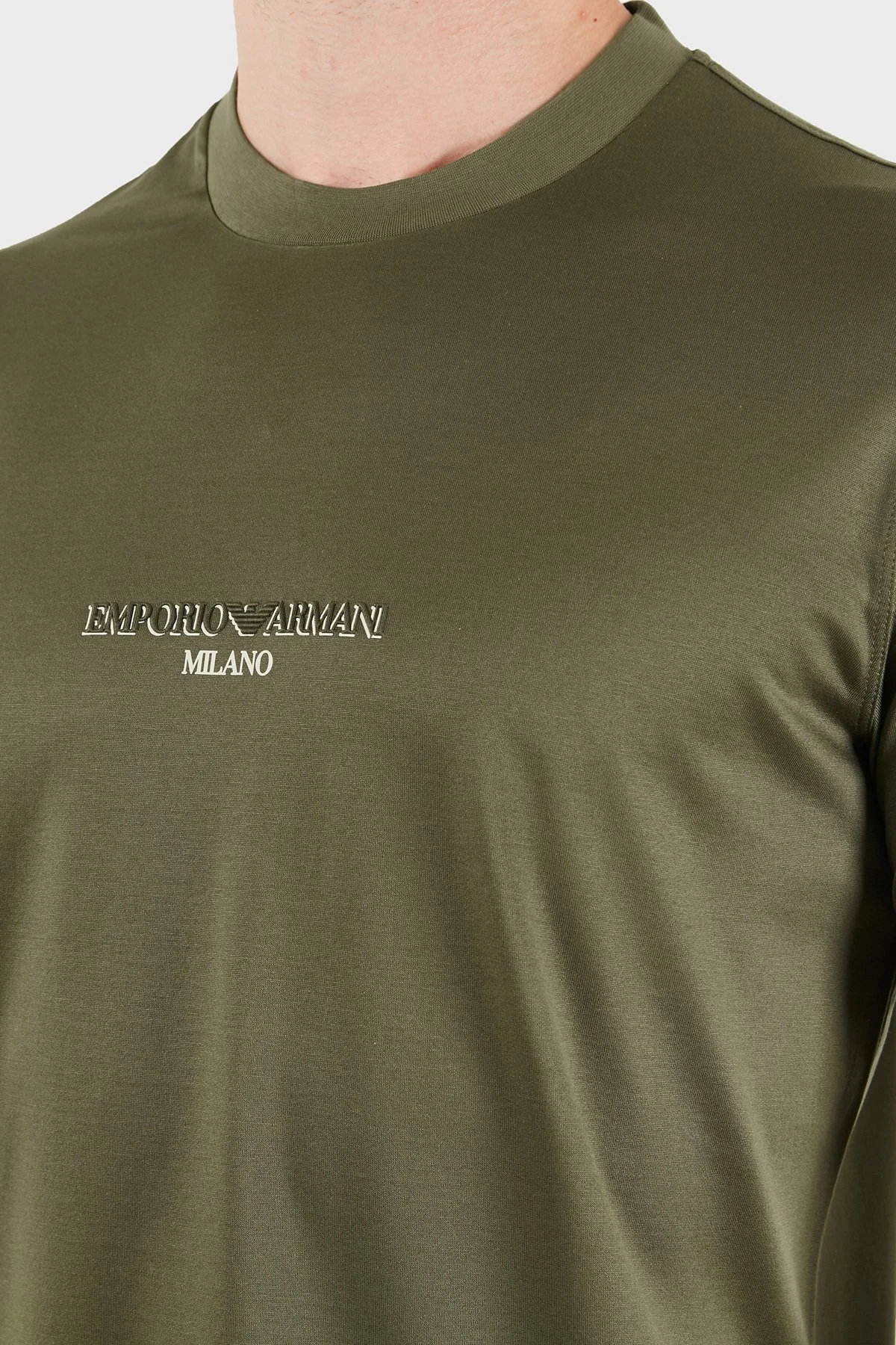 Emporio Armani Pamuklu Yuvarlak Yaka Regular Fit Erkek T Shirt EM007353 AF10017 M7312 Haki - 6