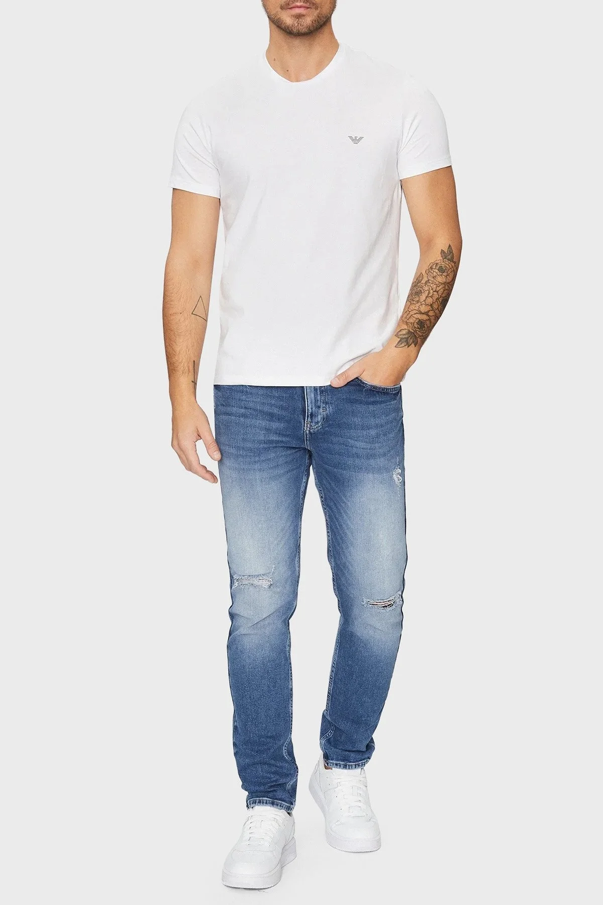 Emporio Armani Pamuku Regular Fit 2 Pack Erkek T Shirt 111267 3F720 10320 SİYAH-BEYAZ - 3