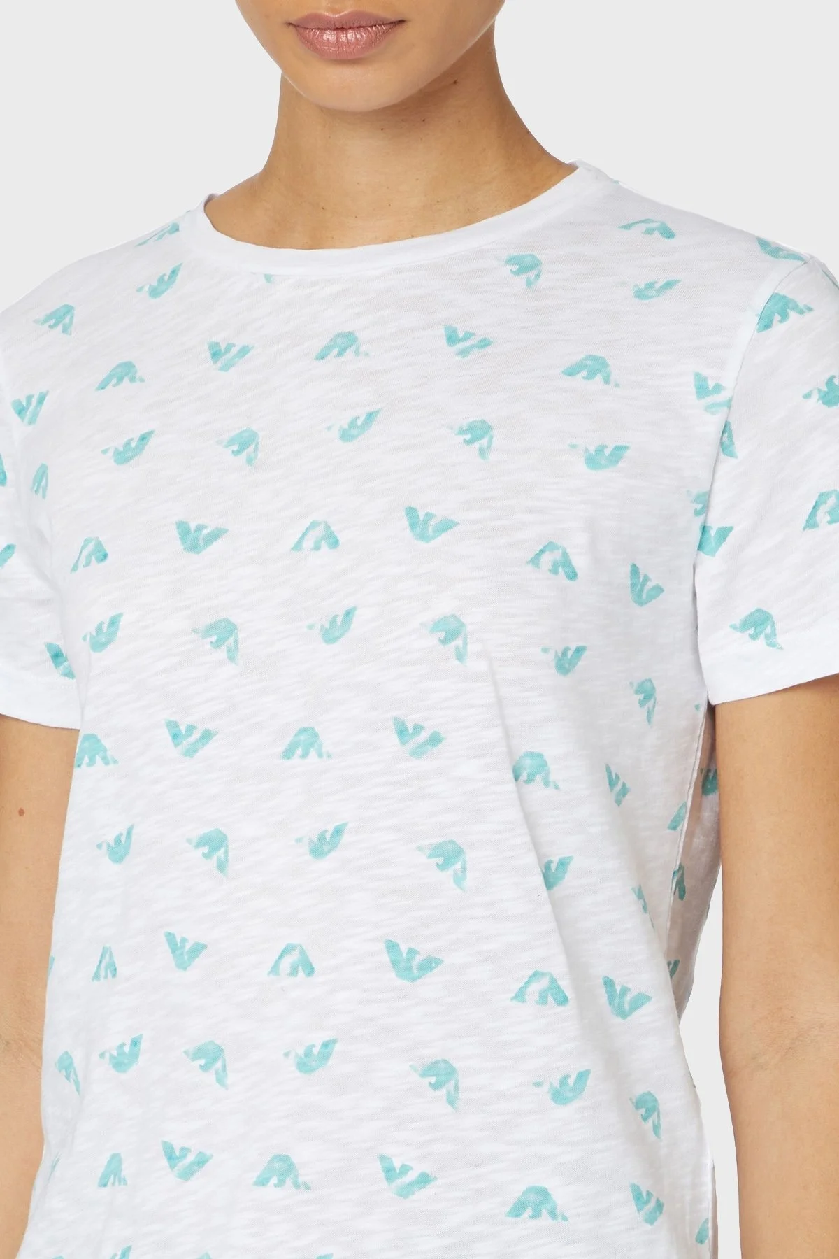 Emporio Armani Pamuku Regular Fit Bisiklet Yaka Bayan T Shirt 3R2T7M 2JTEZ F110 BEYAZ - 7