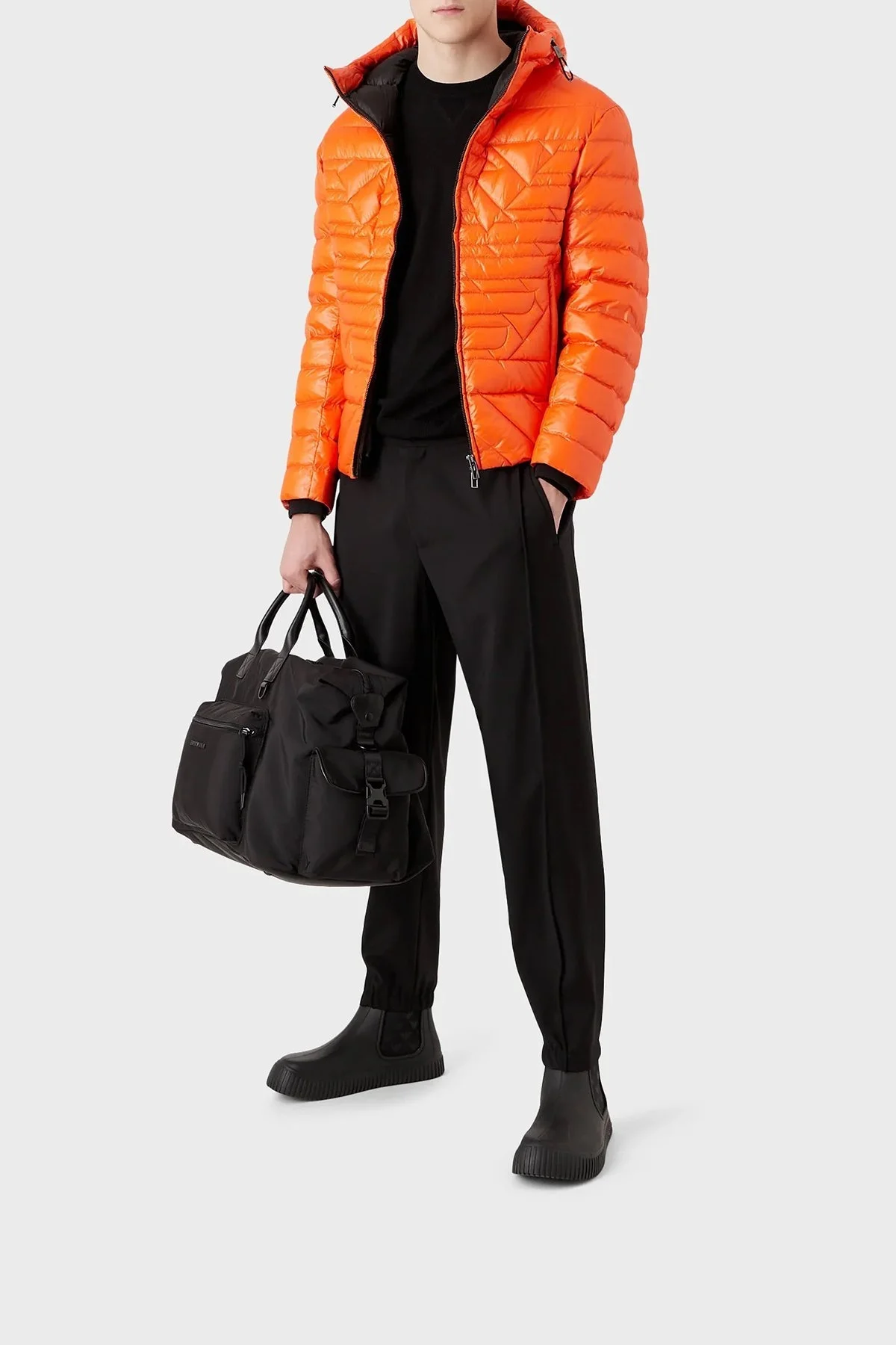 Emporio Armani Su Geçirmez Slim Fit Kuş Tüyü Dolgulu Kapüşonlu Şişme Erkek Mont 6L1BN7 1NPDZ 0208 ORANJ - 2