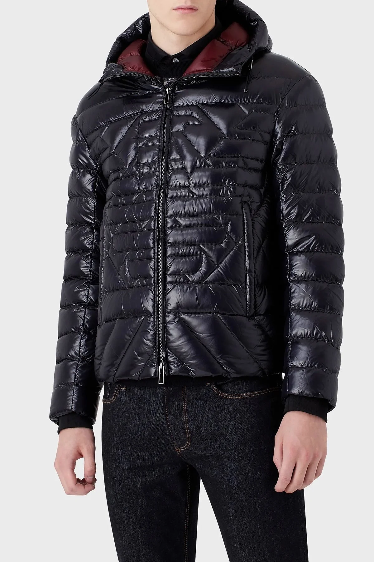 Emporio Armani Su Geçirmez Slim Fit Kuş Tüyü Dolgulu Kapüşonlu Şişme Erkek Mont 6L1BN7 1NPDZ 0920 LACİVERT - 1