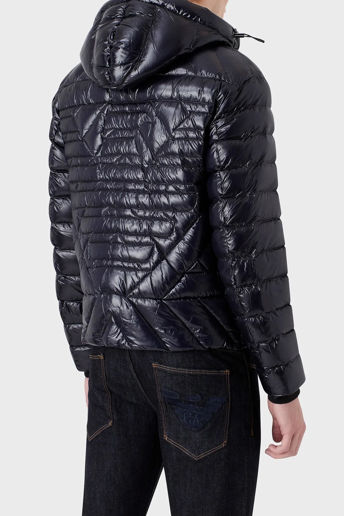 Emporio Armani Su Geçirmez Slim Fit Kuş Tüyü Dolgulu Kapüşonlu Şişme Erkek Mont 6L1BN7 1NPDZ 0920 LACİVERT - 2