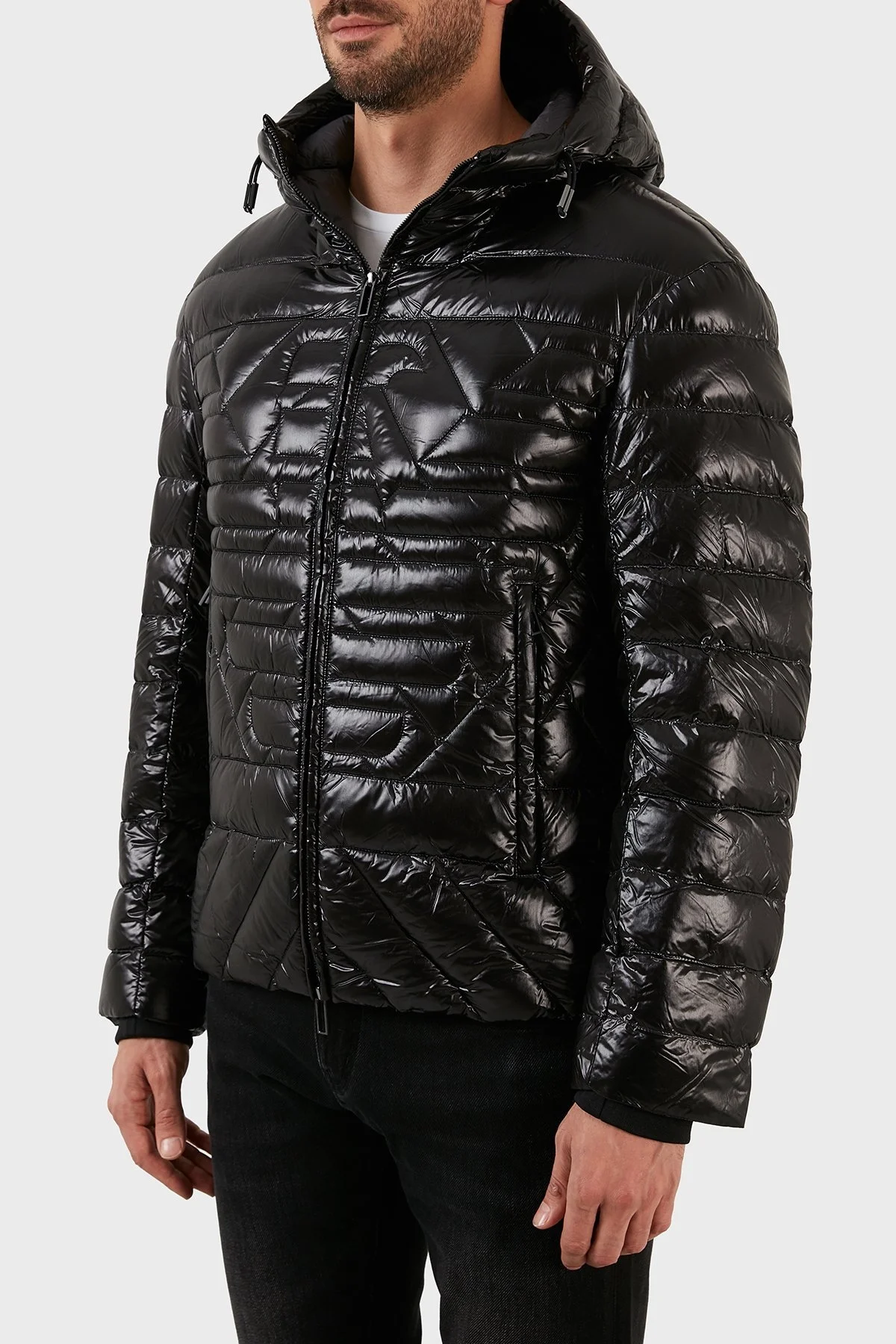 Emporio Armani Su Geçirmez Slim Fit Kuş Tüyü Dolgulu Kapüşonlu Şişme Erkek Mont 6L1BN7 1NPDZ 0999 SİYAH - 2