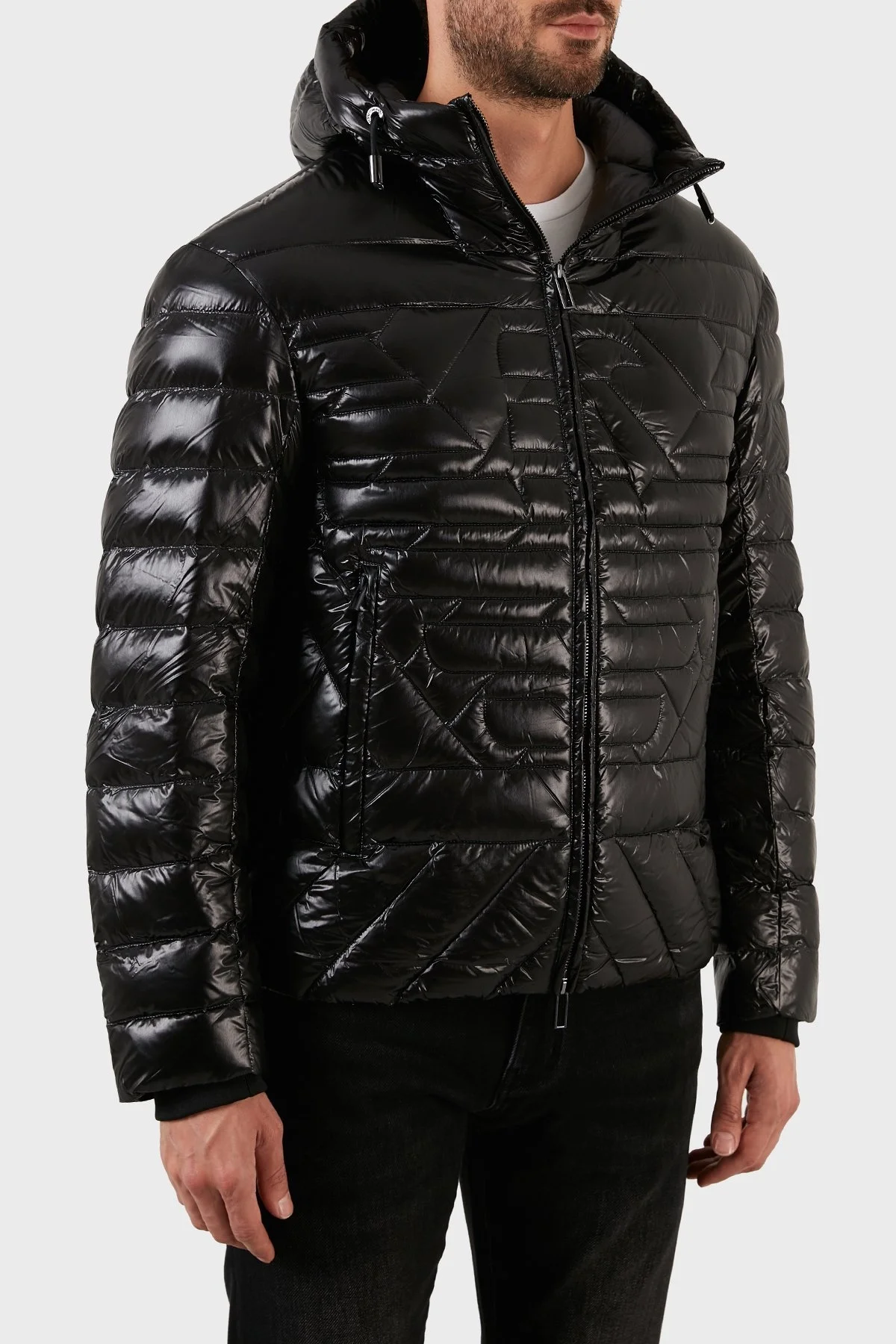 Emporio Armani Su Geçirmez Slim Fit Kuş Tüyü Dolgulu Kapüşonlu Şişme Erkek Mont 6L1BN7 1NPDZ 0999 SİYAH - 3