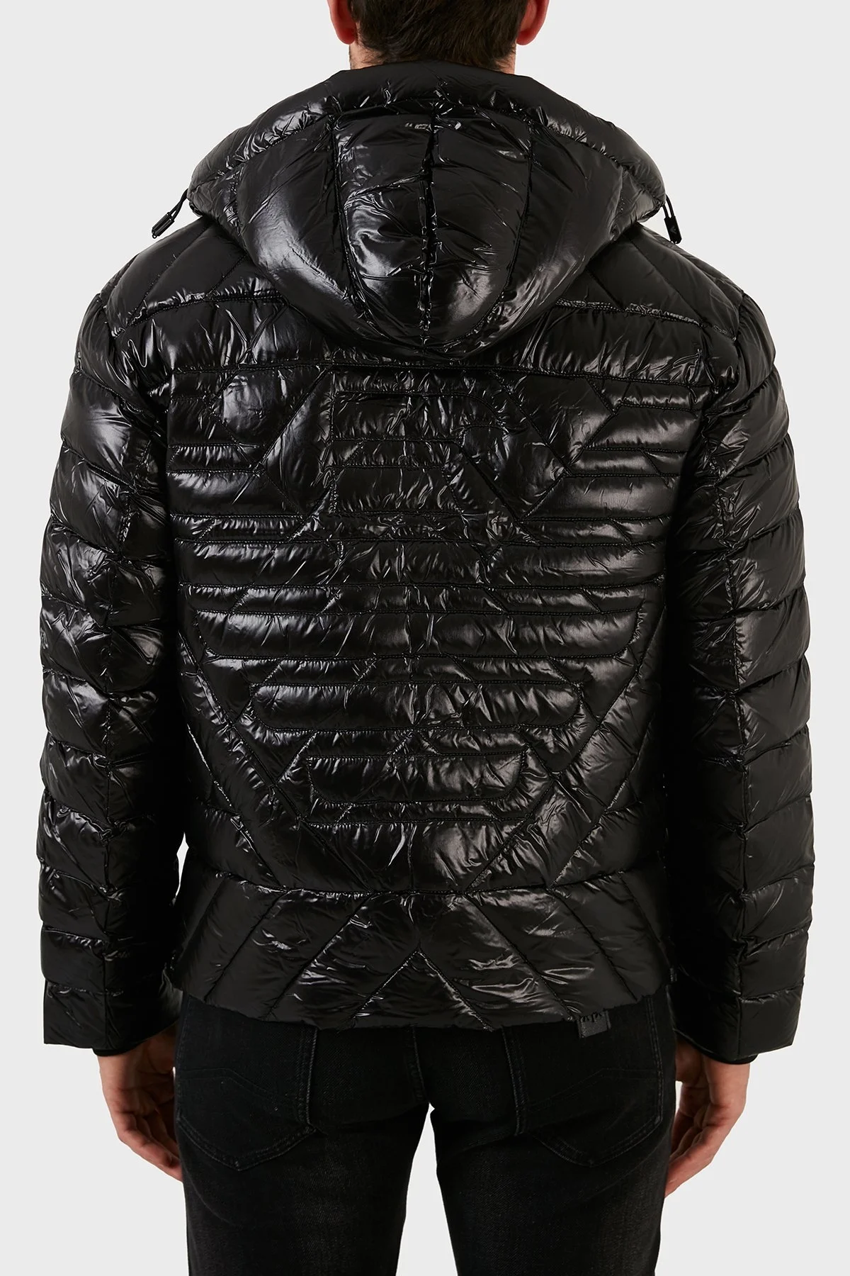 Emporio Armani Su Geçirmez Slim Fit Kuş Tüyü Dolgulu Kapüşonlu Şişme Erkek Mont 6L1BN7 1NPDZ 0999 SİYAH - 7