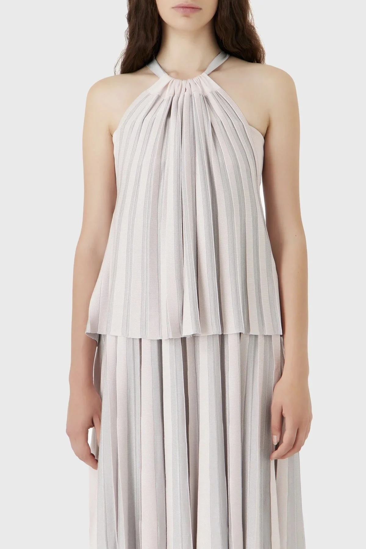 Emporio Armani Pileli Boyundan Bağlamalı Bayan Top 3D2KT3 2M18Z 0327 PUDRA - 9