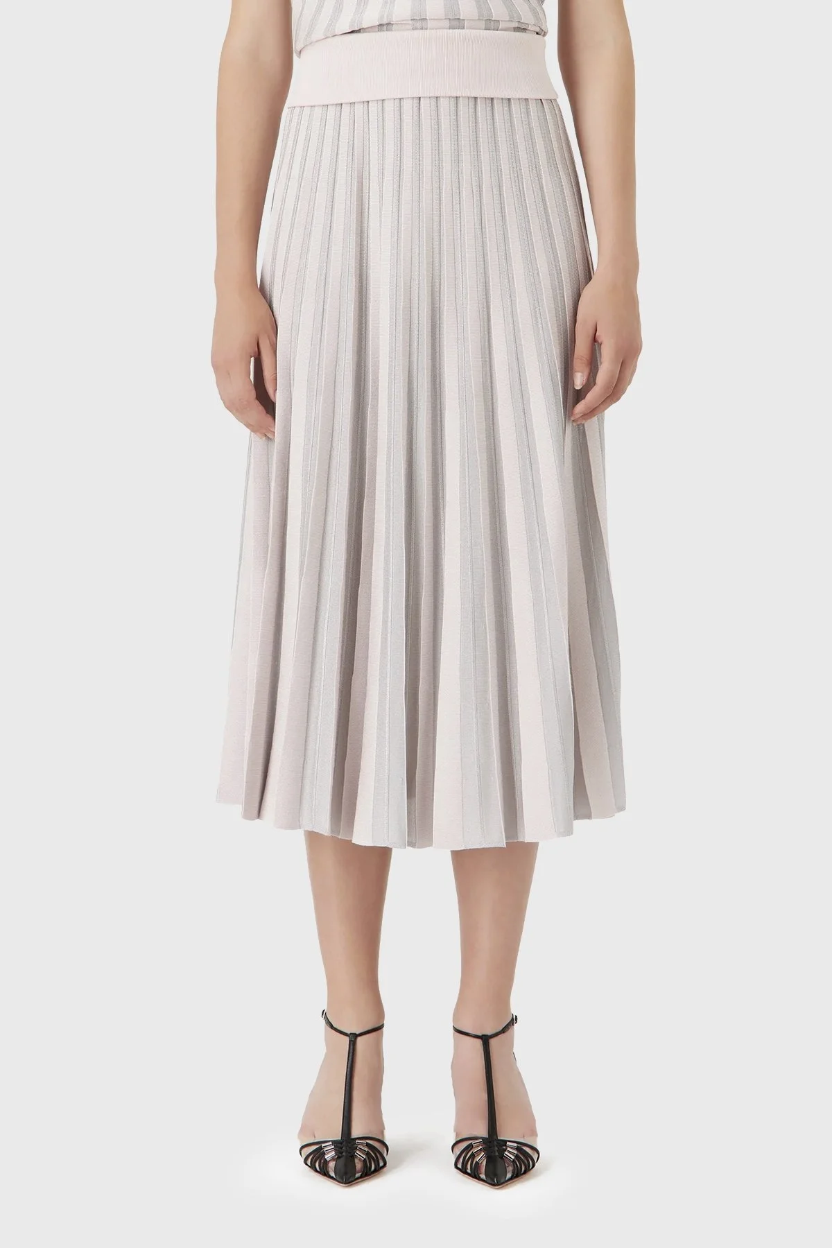 Emporio Armani Pileli Regular Fit Midi Bayan Etek 3D2NT1 2M18Z 0327 PUDRA - 6