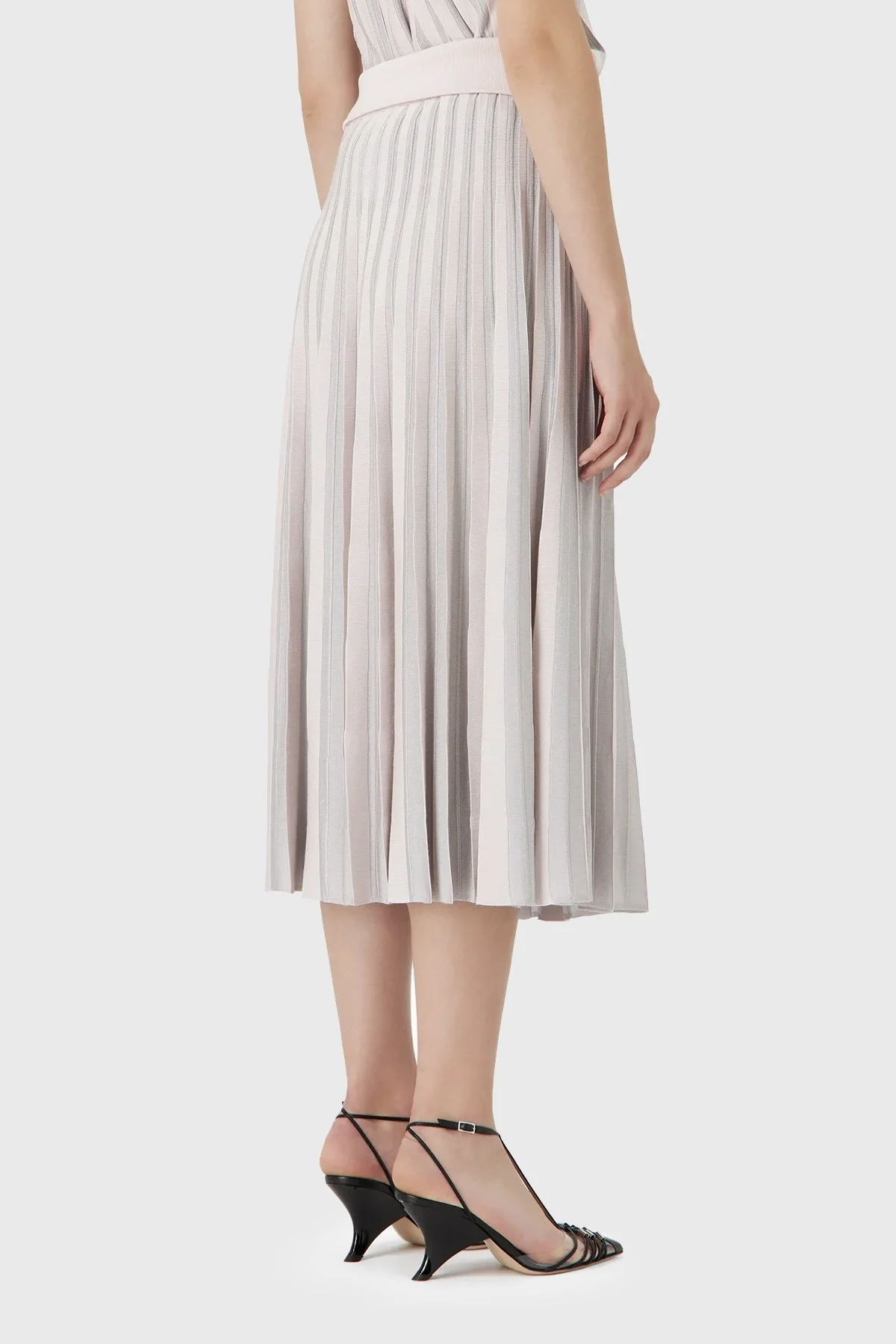 Emporio Armani Pileli Regular Fit Midi Bayan Etek 3D2NT1 2M18Z 0327 PUDRA - 7