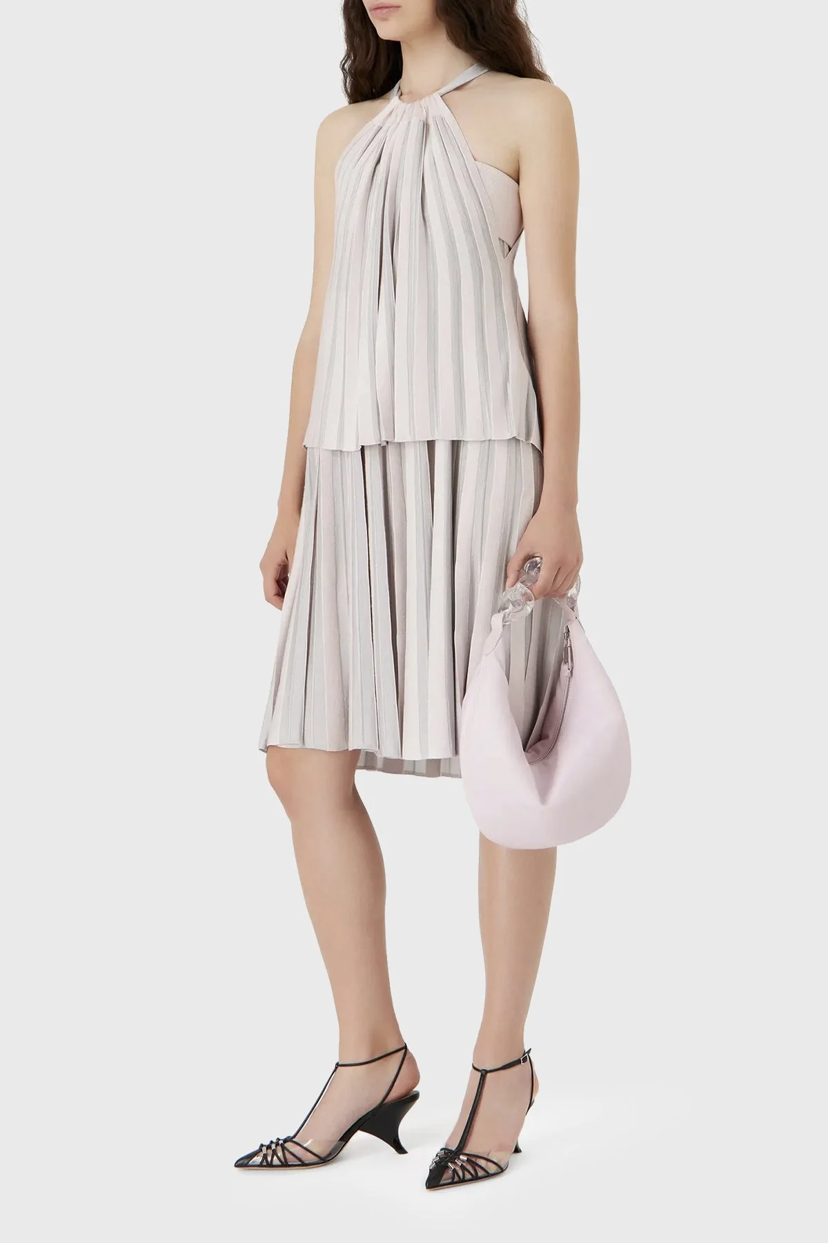 Emporio Armani Pileli Regular Fit Midi Kadın Etek 3D2NT1 2M18Z 0327 PUDRA - 3