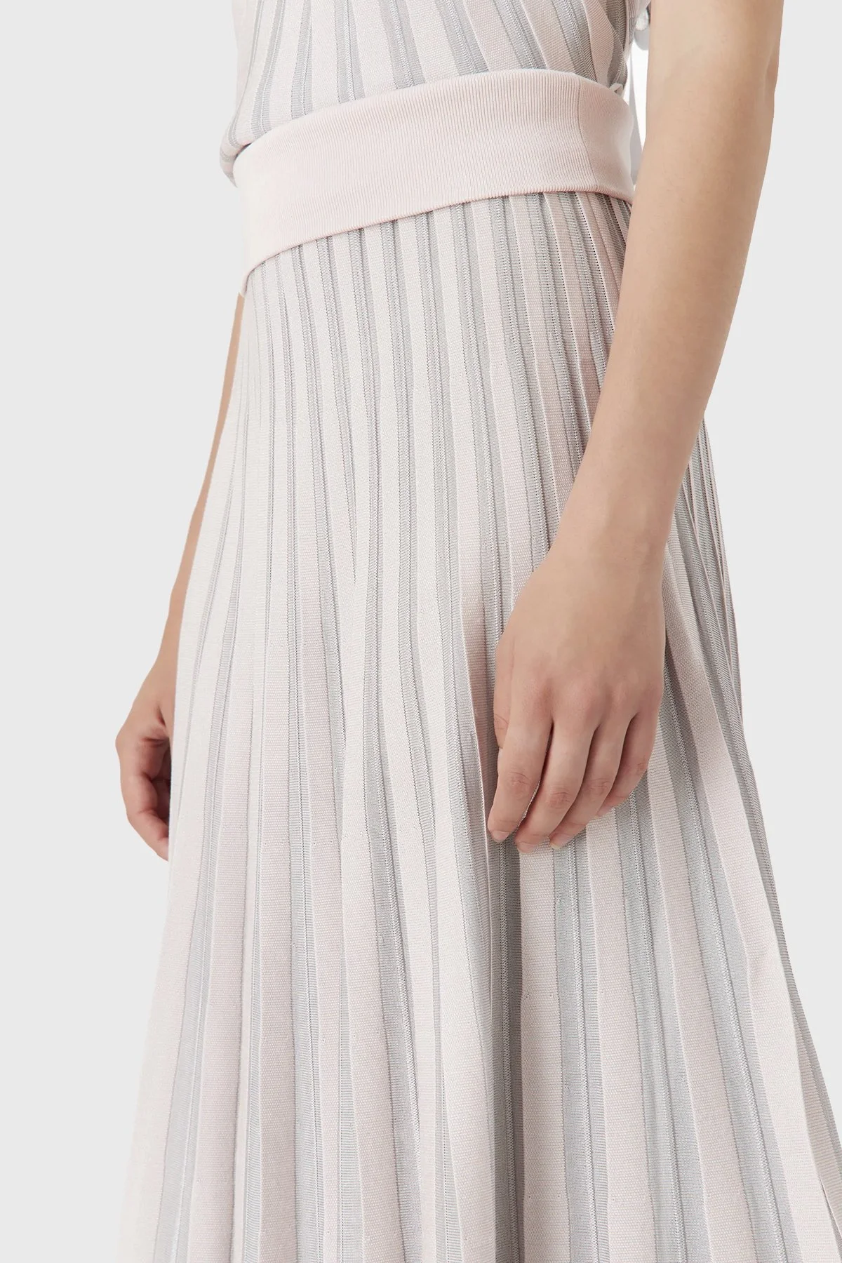 Emporio Armani Pileli Regular Fit Midi Kadın Etek 3D2NT1 2M18Z 0327 PUDRA - 4