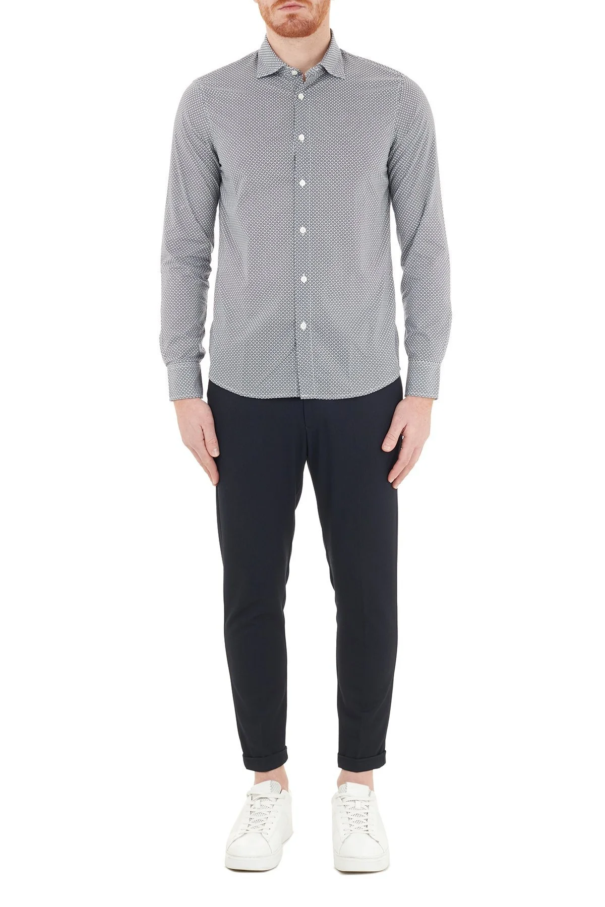 Emporio Armani Regular Fit % 100 Pamuk Erkek Gömlek 6H1CP5 1NXSZ F958 GRİ - 5