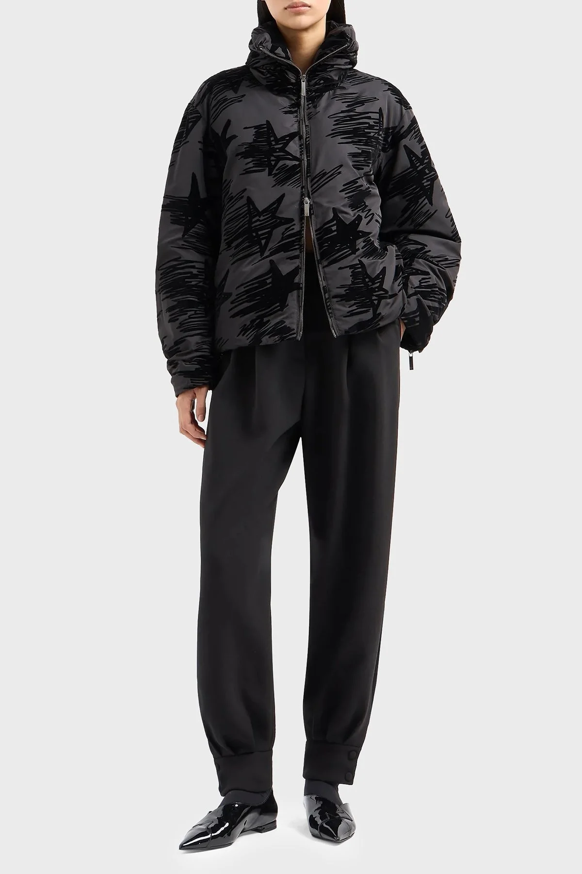 Emporio Armani Regular Fit Baskılı Dik Yaka Şişme Bayan Mont 6D2B87 2NFQZ 0999 SİYAH - 2