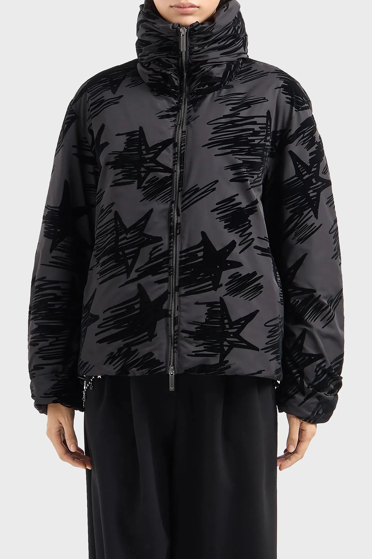 Emporio Armani Regular Fit Baskılı Dik Yaka Şişme Kadın Mont 6D2B87 2NFQZ 0999 SİYAH - 1