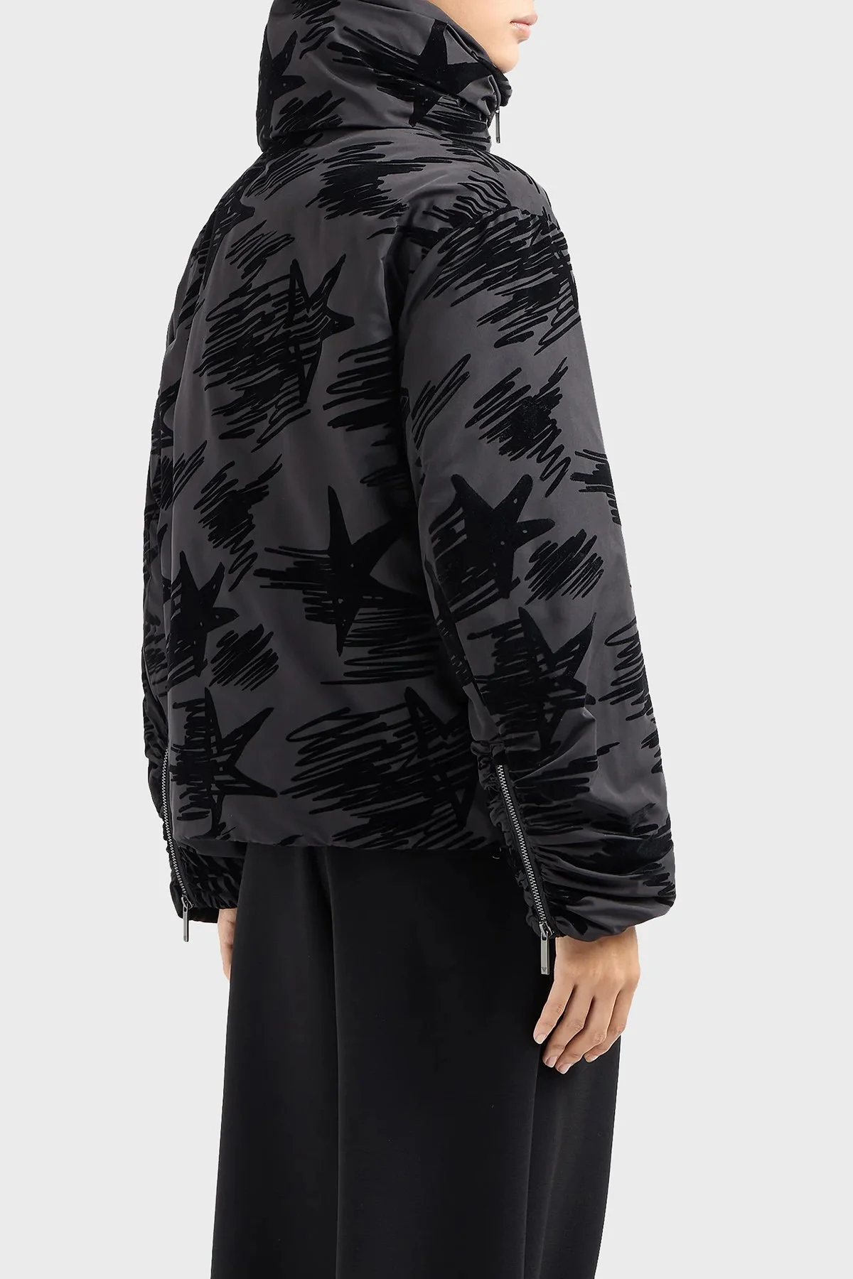 Emporio Armani Regular Fit Baskılı Dik Yaka Şişme Kadın Mont 6D2B87 2NFQZ 0999 SİYAH - 3