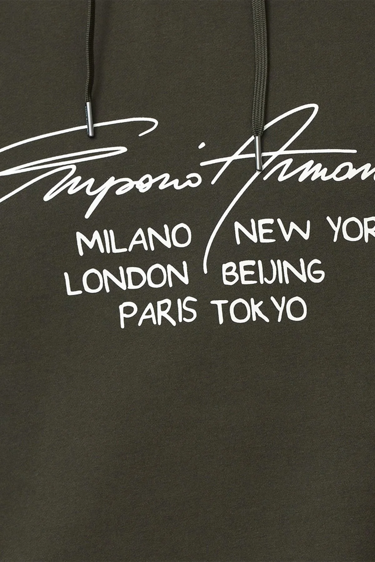 Emporio Armani Regular Fit Baskılı Kapüşonlu % 100 Pamuk Erkek Sweat 6K1M92 1JQKZ 0595 HAKİ - 2