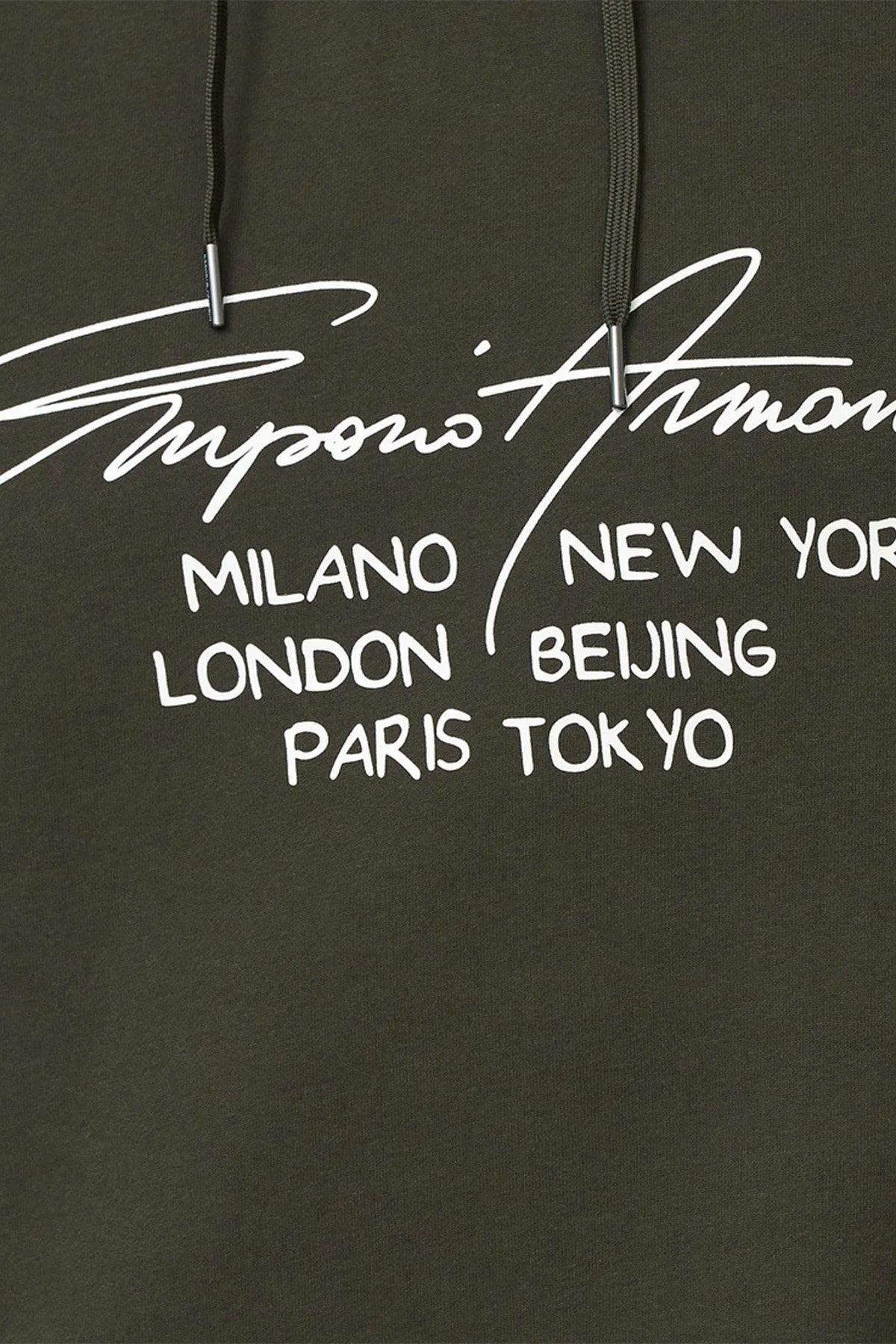 Emporio Armani Regular Fit Baskılı Kapüşonlu % 100 Pamuk Erkek Sweat 6K1M92 1JQKZ 0595 HAKİ - 2