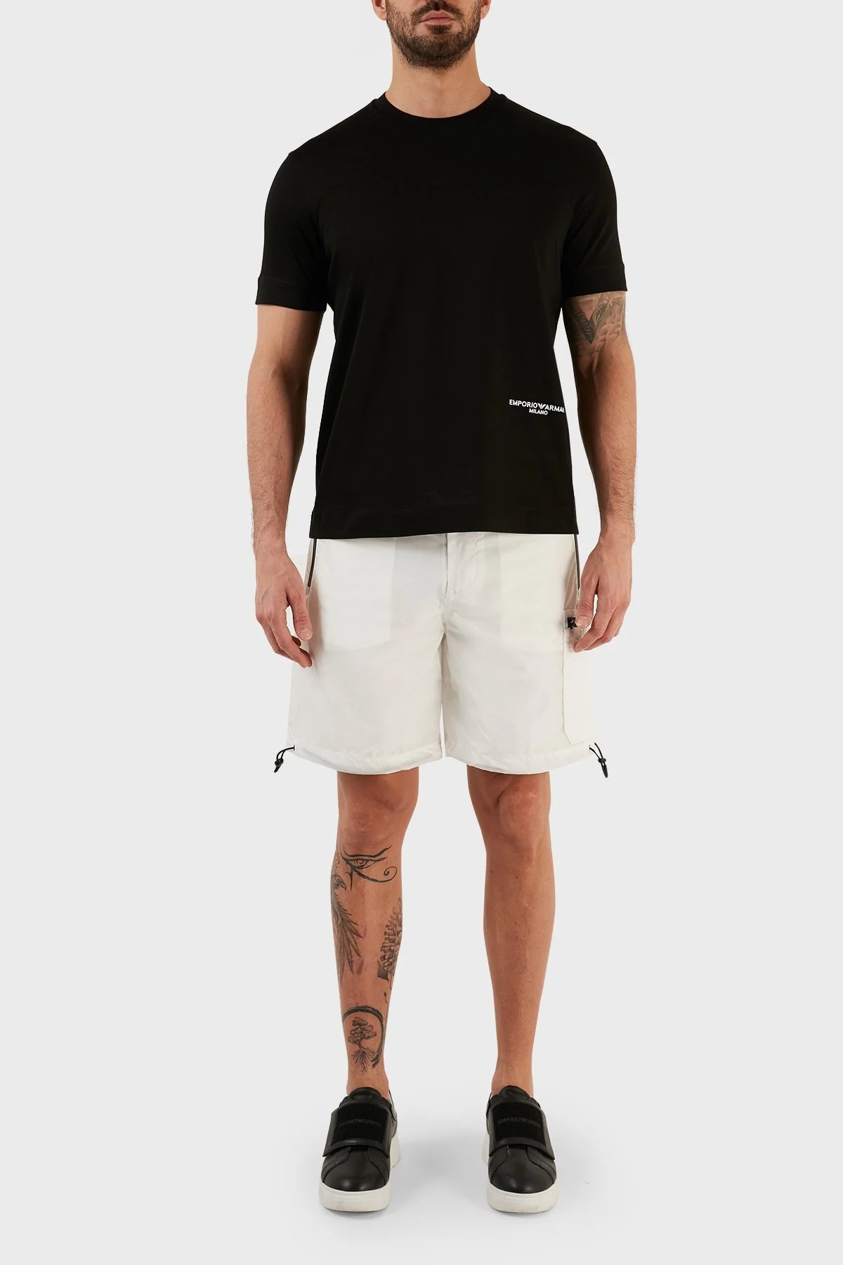 Emporio Armani Regular Fit Belden Bağlamalı Büzgülü Erkek Bermuda 3R1PC3 1NRMZ 0101 BEYAZ - 1