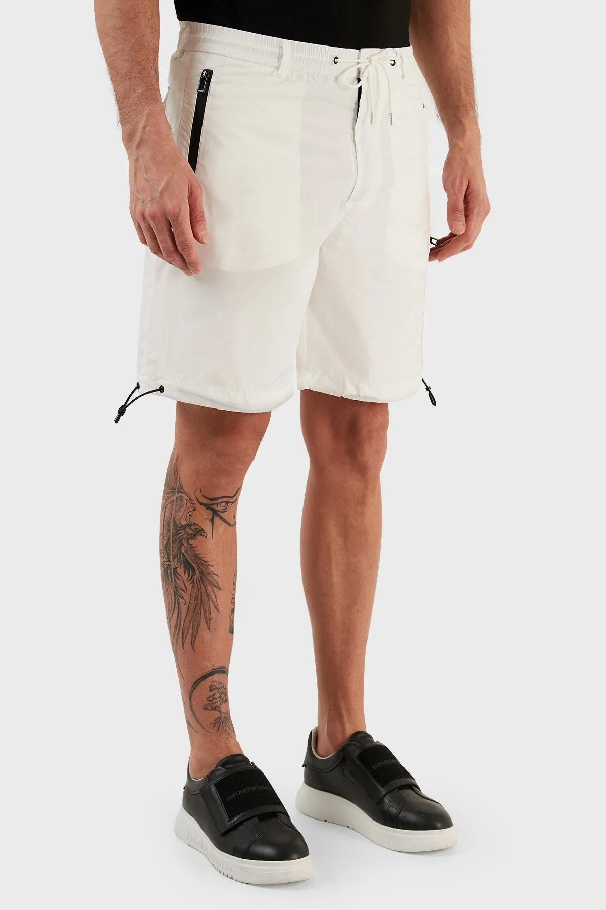 Emporio Armani Regular Fit Belden Bağlamalı Büzgülü Erkek Bermuda 3R1PC3 1NRMZ 0101 BEYAZ - 4