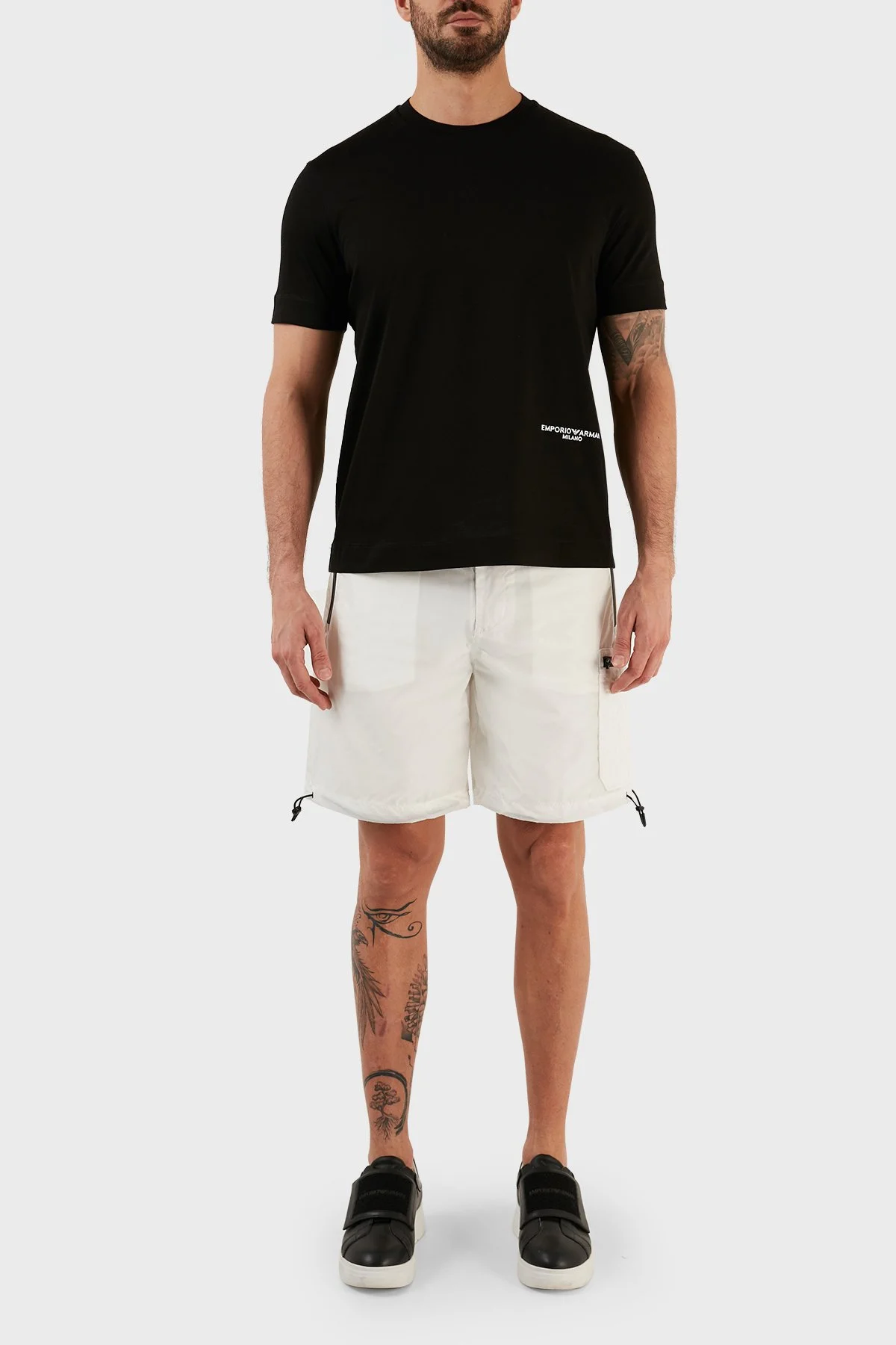 Emporio Armani Regular Fit Belden Bağlamalı Büzgülü Erkek Bermuda 3R1PC3 1NRMZ 0101 BEYAZ - 1