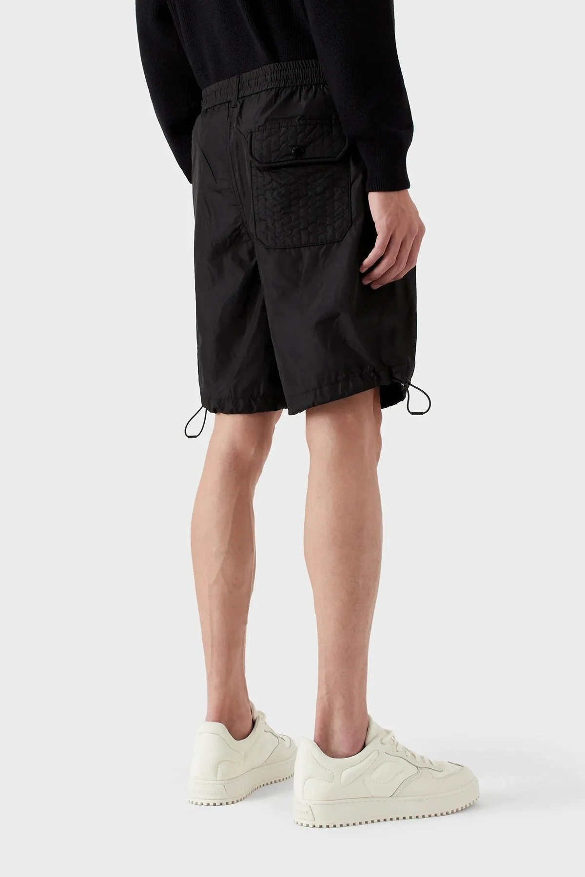 Emporio Armani Regular Fit Belden Bağlamalı Büzgülü Erkek Bermuda 3R1PC3 1NRMZ 0999 SİYAH - 2