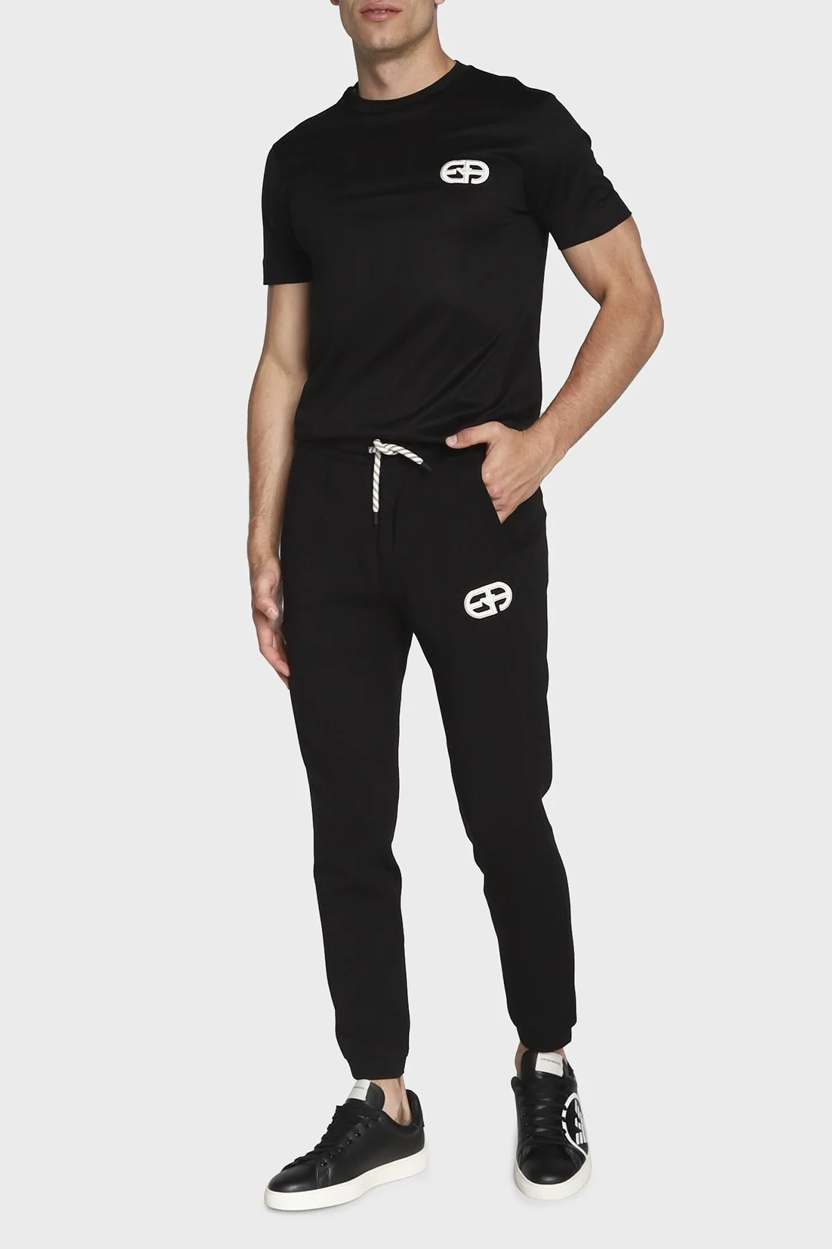 Emporio Armani Regular Fit Belden Bağlamalı Cepli Pamuklu Jogger Erkek Pantolon 6L1PE5 1JHSZ 0999 SİYAH - 3