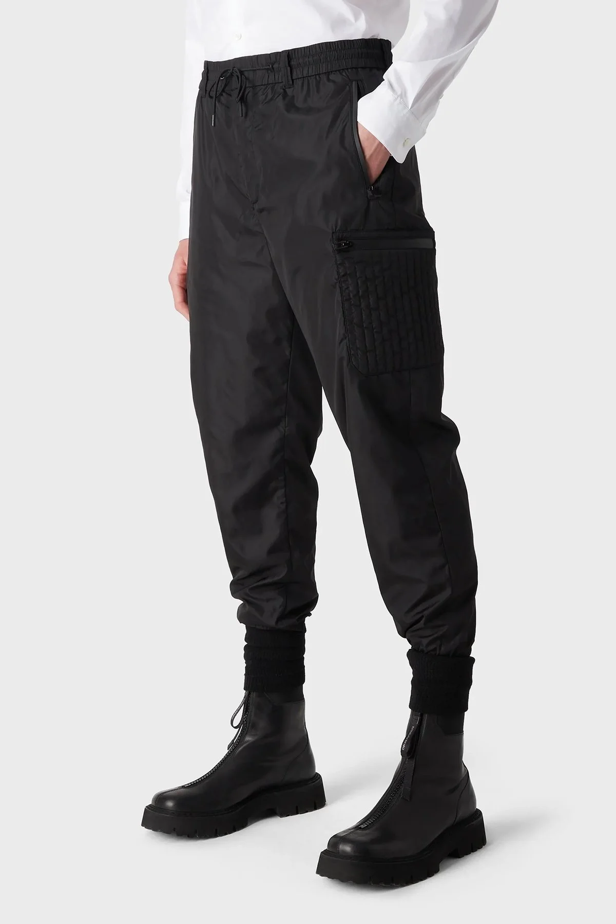 Emporio Armani Regular Fit Belden Bağlamalı Jogger Erkek Pantolon 3R1PC2 1NRMZ 0999 SİYAH - 1