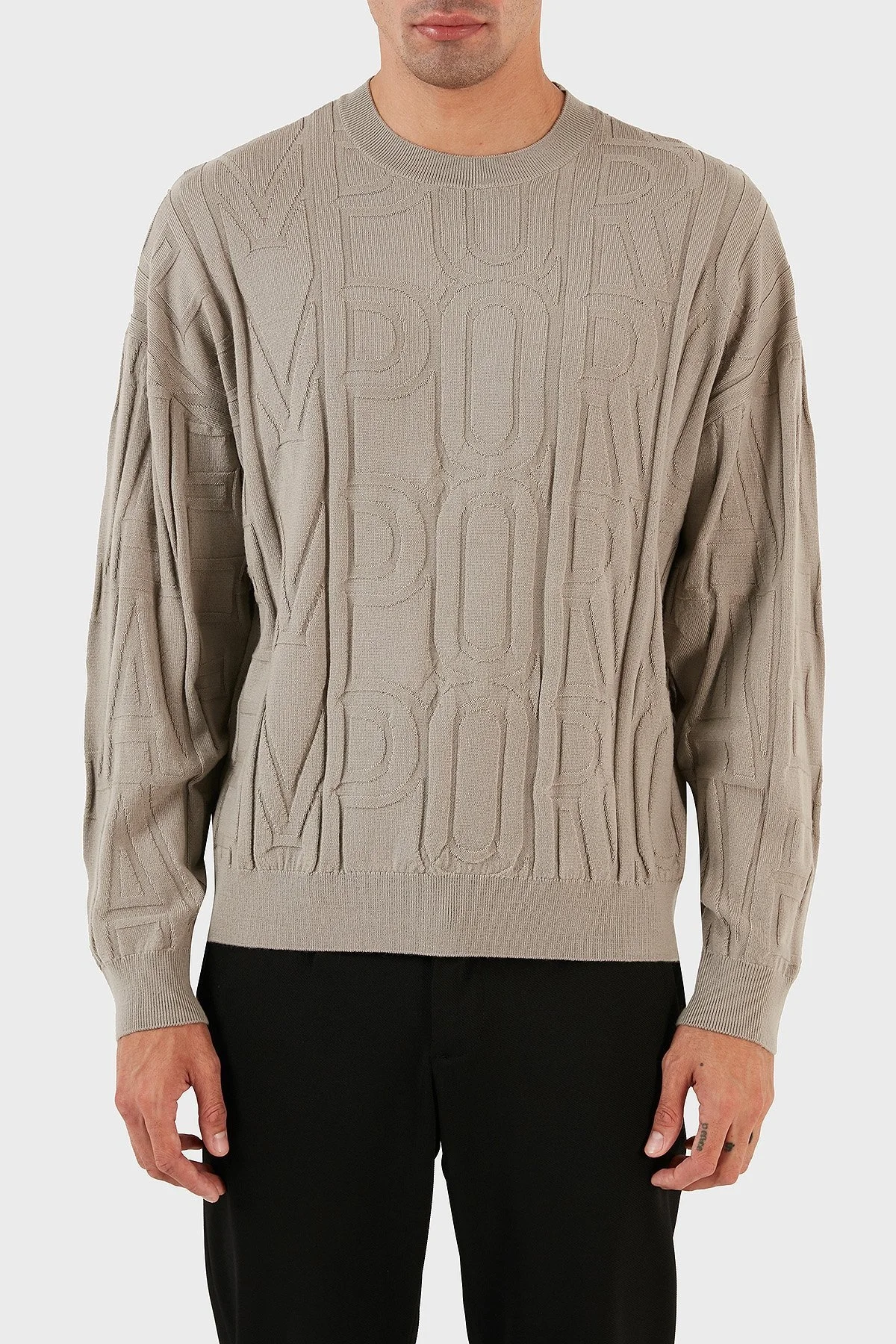 Emporio Armani Regular Fit Bisiklet Yaka % 100 Yün Erkek Kazak 6R1MX4 1MFVZ F624 GRİ - 7