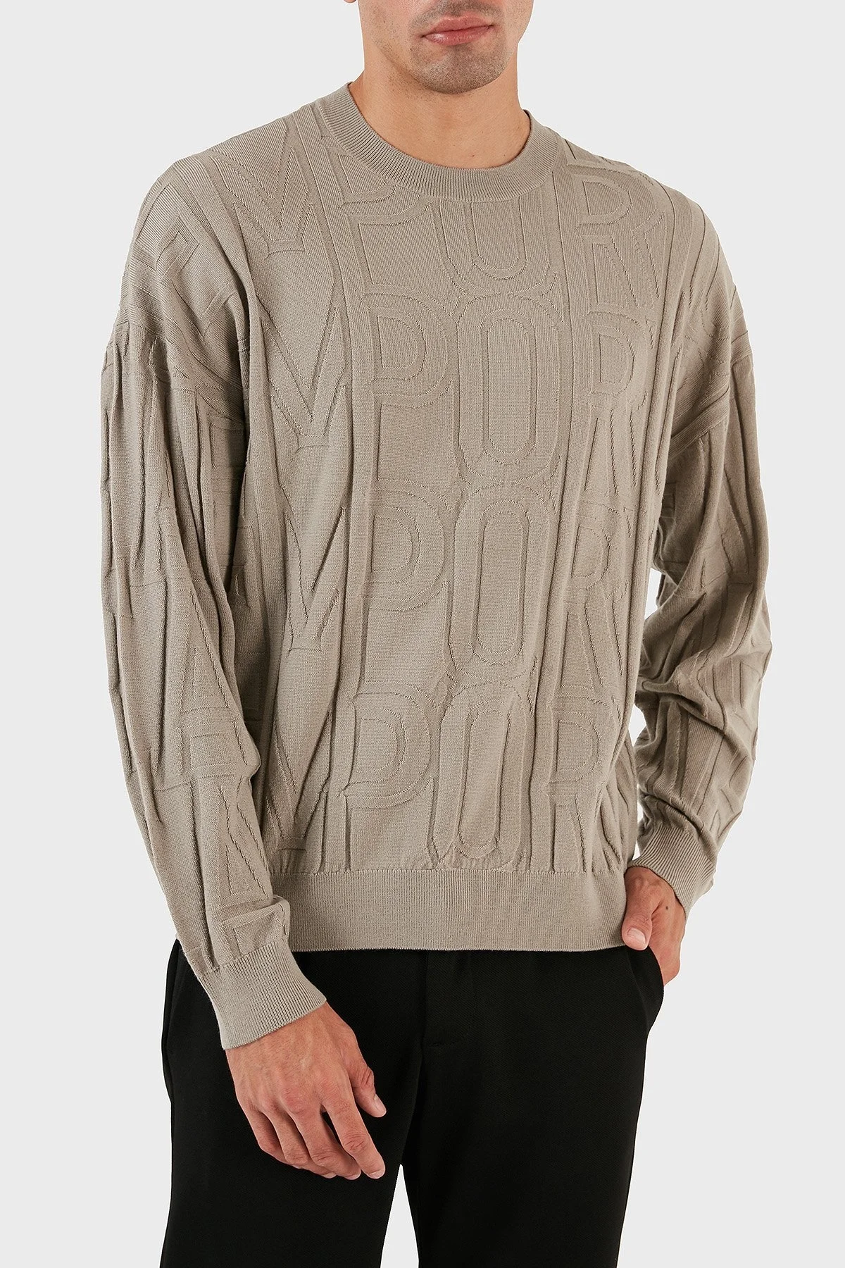 Emporio Armani Regular Fit Bisiklet Yaka % 100 Yün Erkek Kazak 6R1MX4 1MFVZ F624 GRİ - 8