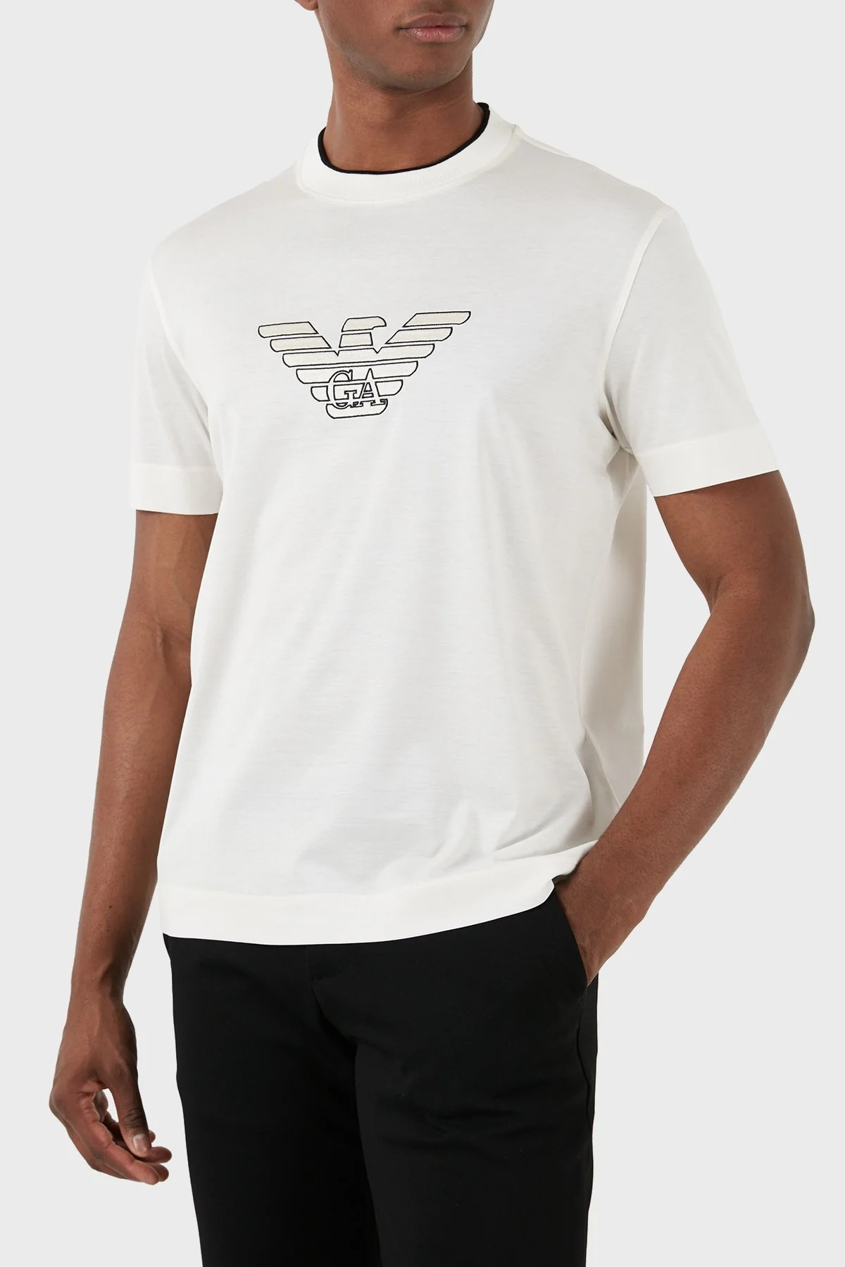 Emporio Armani Regular Fit Bisiklet Yaka Erkek T Shirt 3D1TD4 1JUVZ 01A8 BEJ - 7