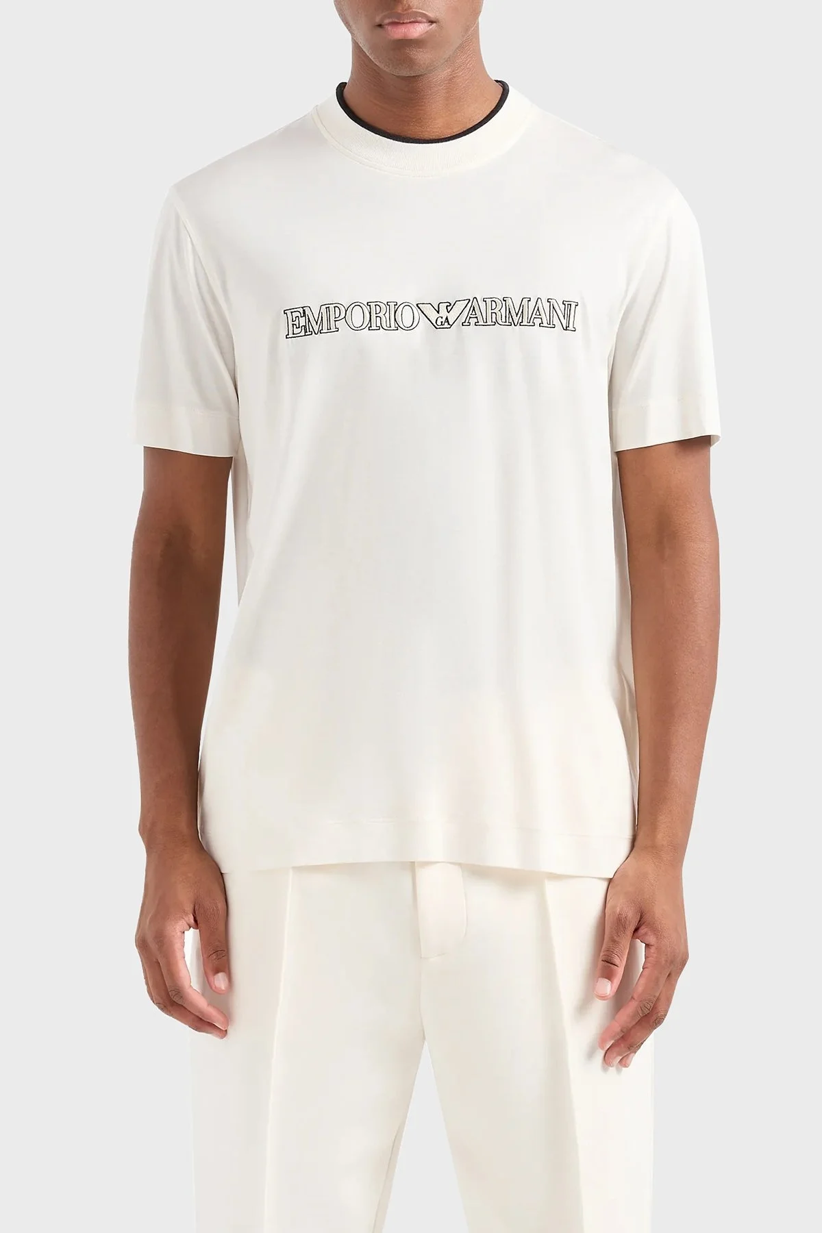 Emporio Armani Regular Fit Bisiklet Yaka Erkek T Shirt 3D1TD4 1JUVZ 01A9 EKRU - 1