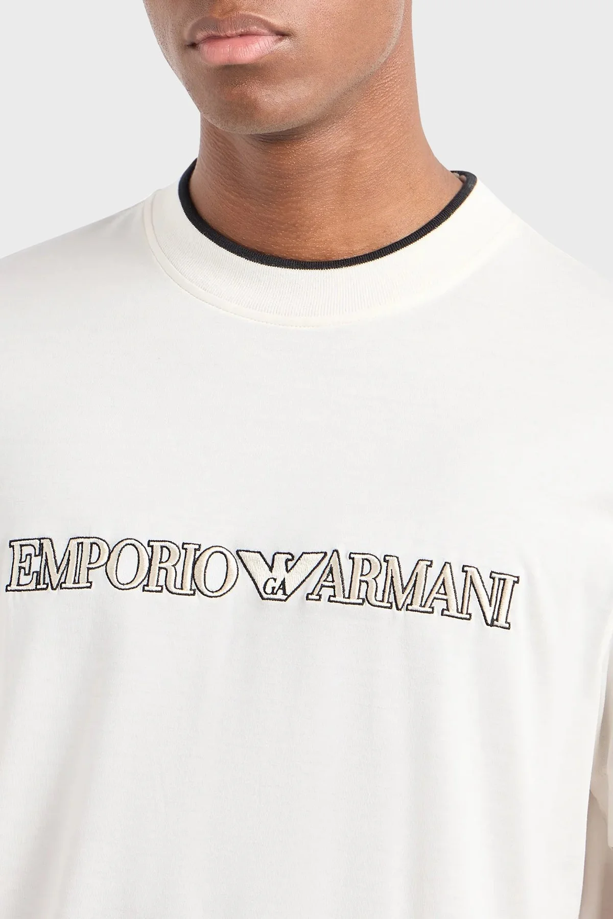 Emporio Armani Regular Fit Bisiklet Yaka Erkek T Shirt 3D1TD4 1JUVZ 01A9 EKRU - 4