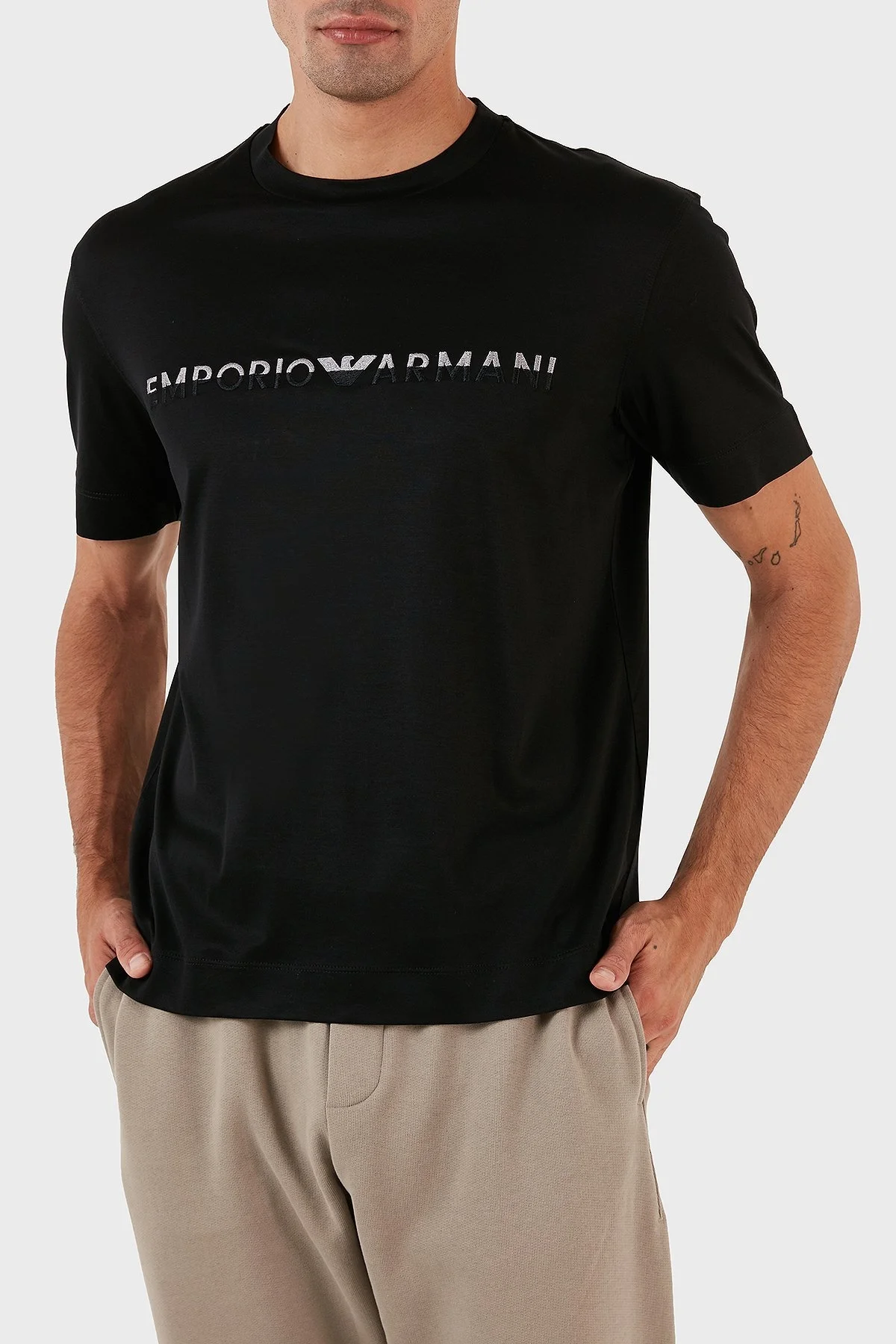 Emporio Armani Regular Fit Bisiklet Yaka Erkek T Shirt 6R1TDJ 1JUVZ 0999 SİYAH - 4