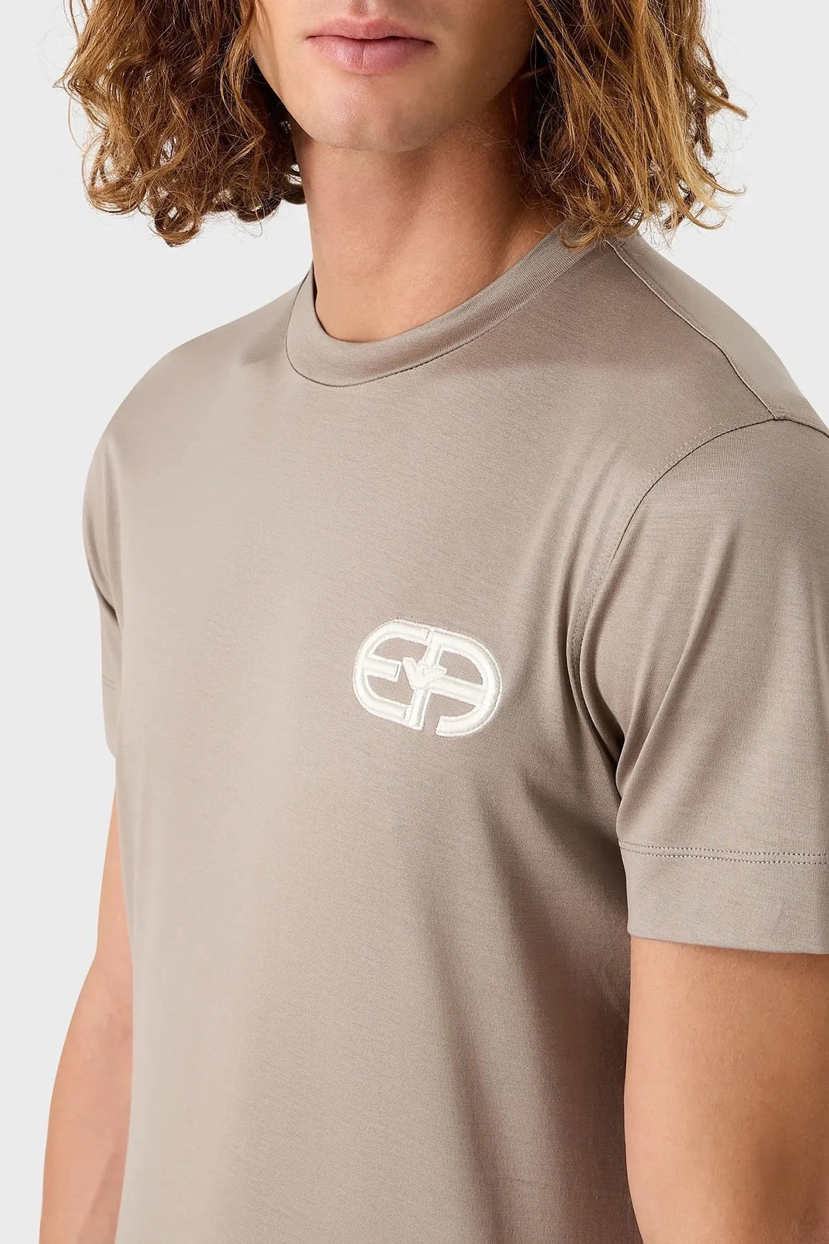 Emporio Armani Regular Fit Bisiklet Yaka Erkek T Shirt 8N1TF5 1JUVZ 0643 VİZON - 4