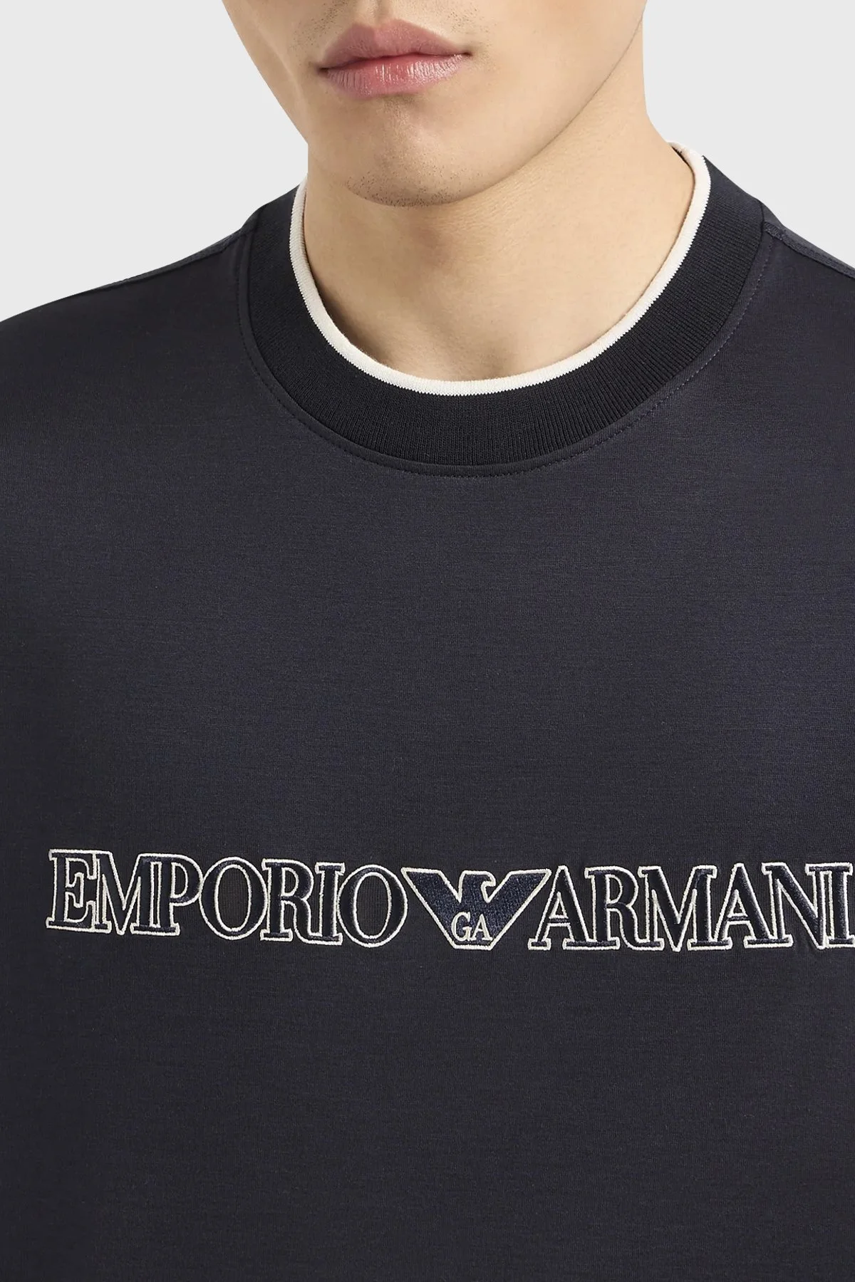 Emporio Armani Regular Fit Bisiklet Yaka Jarse Erkek T Shirt 3D1TD4 1JUVZ 09R0 Lacivert - 2