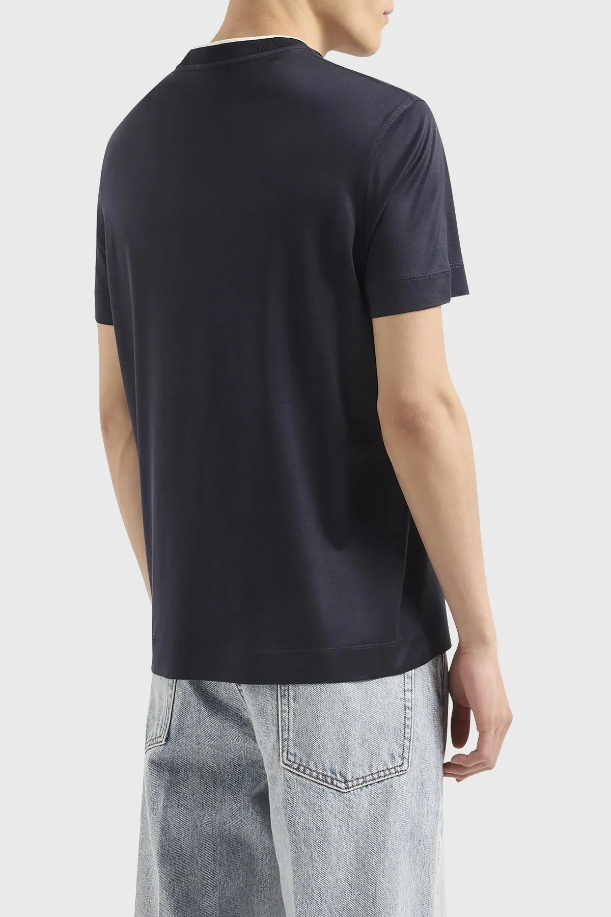 Emporio Armani Regular Fit Bisiklet Yaka Jarse Erkek T Shirt 3D1TD4 1JUVZ 09R0 Lacivert - 3