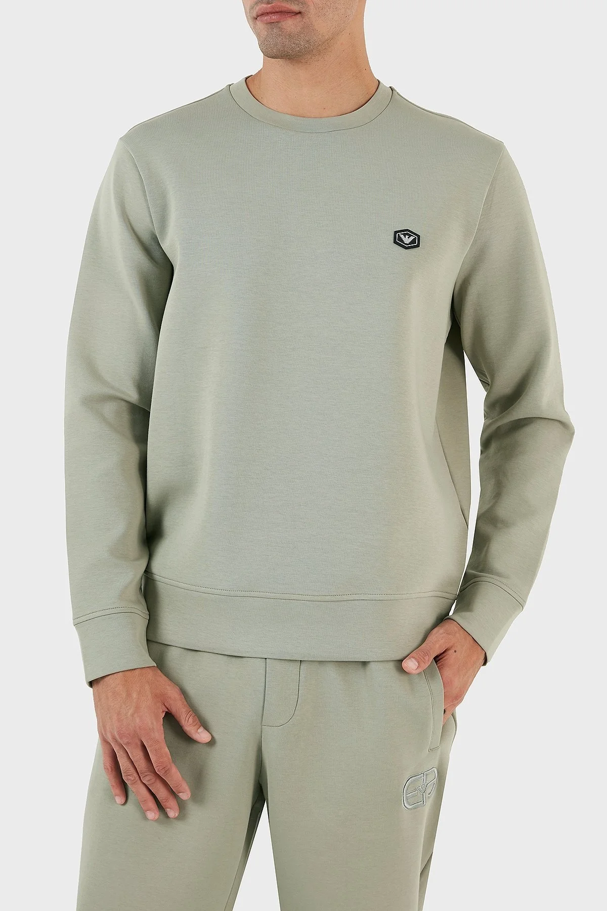 Emporio Armani Regular Fit Bisiklet Yaka Pamuklu Erkek Sweat 8N1MD1 1JHSZ 0606 AÇIK YEŞİL - 3