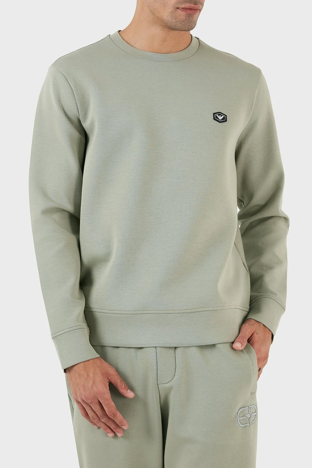 Emporio Armani Regular Fit Bisiklet Yaka Pamuklu Erkek Sweat 8N1MD1 1JHSZ 0606 AÇIK YEŞİL - 6