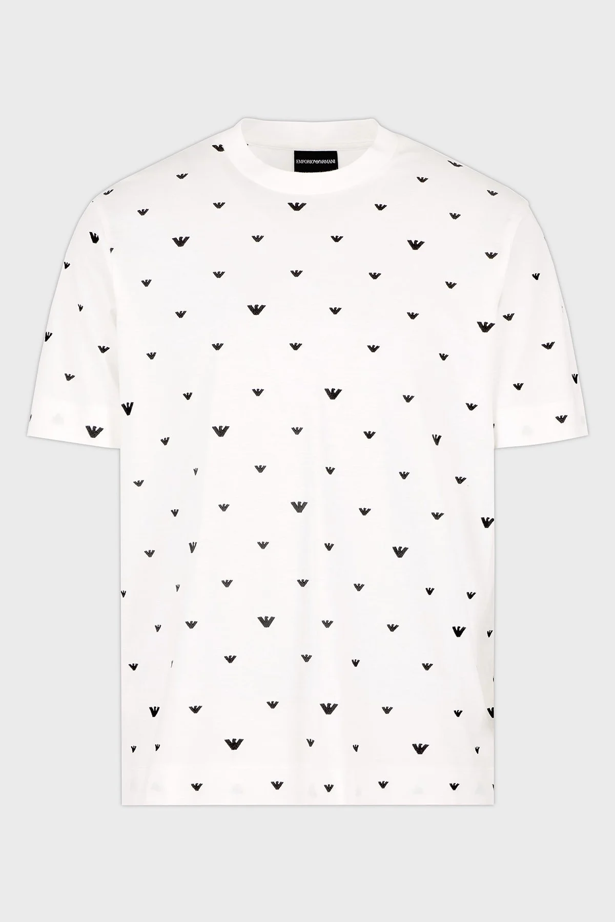 Emporio Armani Regular Fit Bisiklet Yaka Tamamı Logolu Erkek T Shirt EM001400 AF10017 F0085 BEYAZ - 6