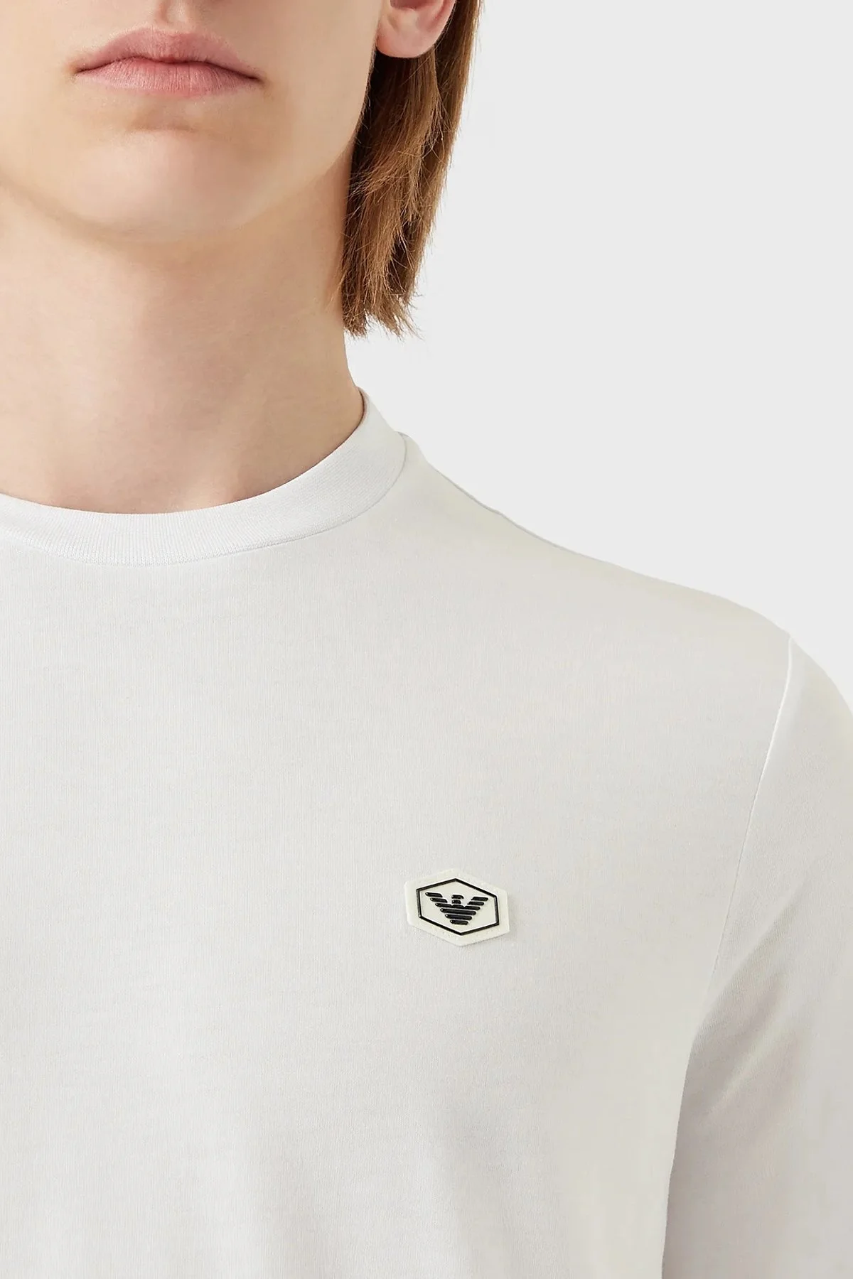 Emporio Armani Regular Fit Bisiklet Yaka Uzun Kollu % 100 Pamuk Erkek T Shirt 8N1TR1 1JRGZ 0100 BEYAZ - 3