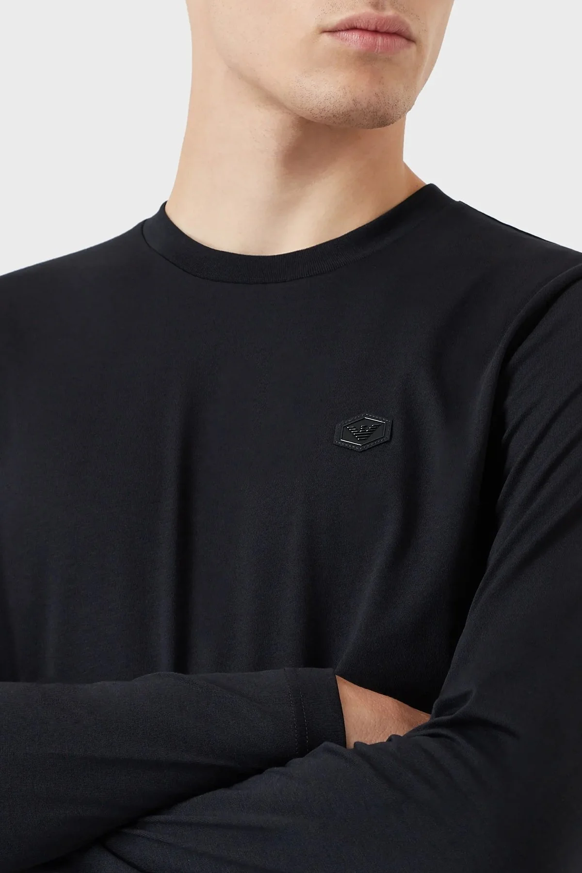 Emporio Armani Regular Fit Bisiklet Yaka Uzun Kollu % 100 Pamuk Erkek T Shirt 8N1TR1 1JRGZ 0920 LACİVERT - 3