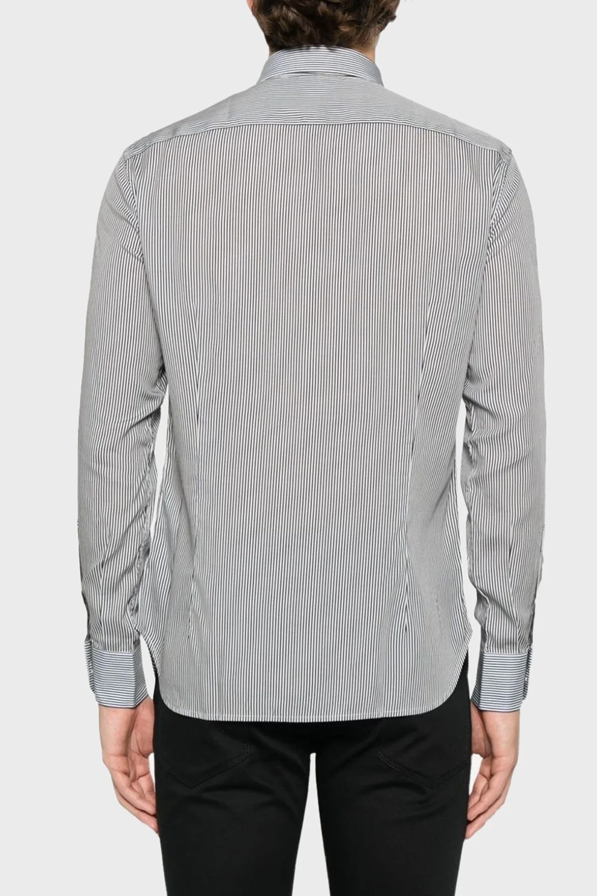 Emporio Armani Regular Fit Çizgili Logolu Erkek Gömlek EM001537 AF14214 FB266 MAVİ - 8