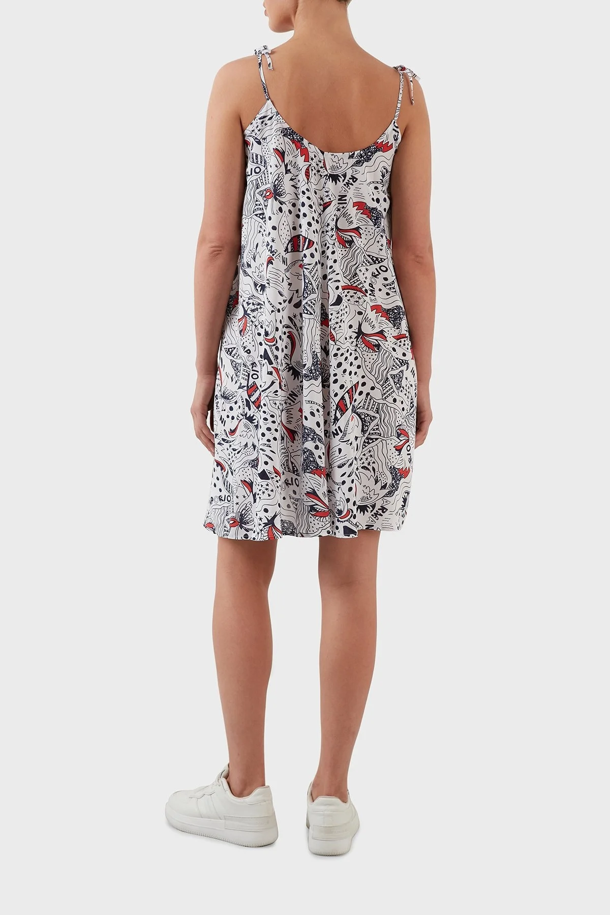 Emporio Armani Regular Fit Desenli İnce Askılı Bayan Elbise 262641 2R343 70210 BEYAZ - 8