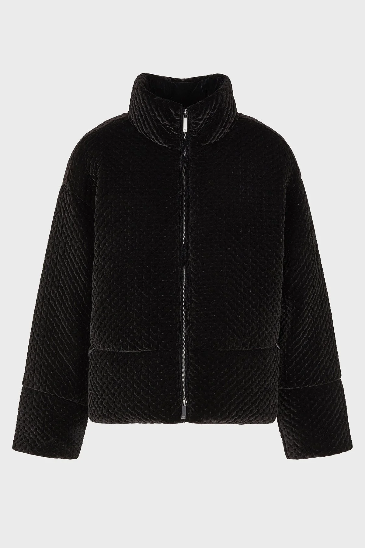 Emporio Armani Regular Fit Dik Yaka Efektli Kadife Bayan Mont EW001464 AF14361 UC001 SİYAH - 5