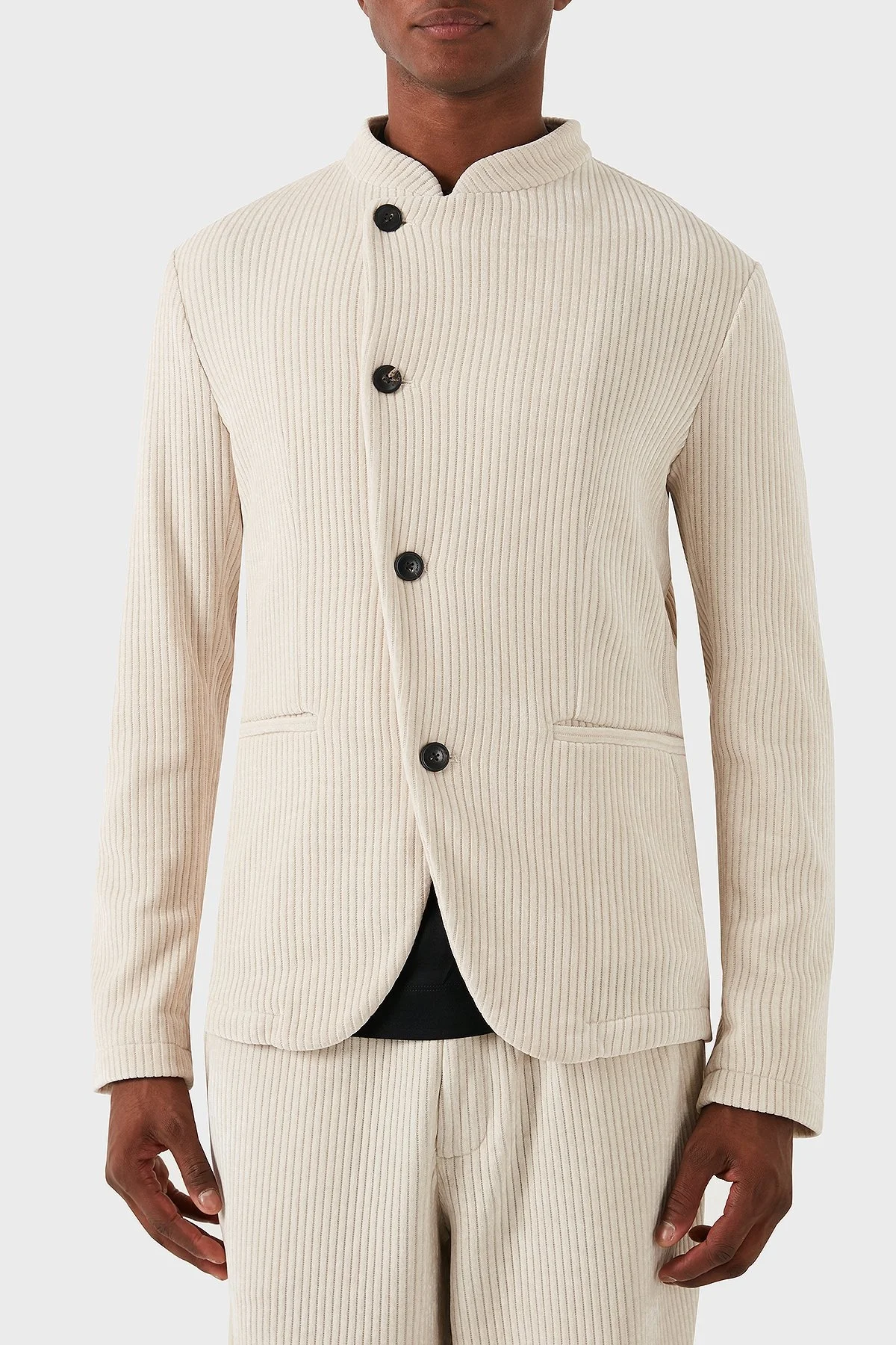 Emporio Armani Regular Fit Dik Yaka Erkek Ceket 6D1G6P 1JHNZ 0135 KREM - 1