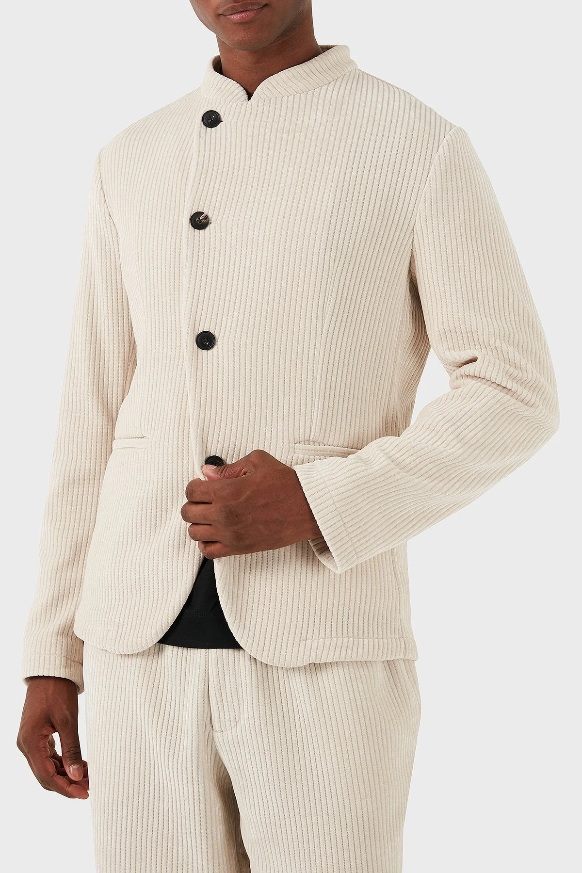 Emporio Armani Regular Fit Dik Yaka Erkek Ceket 6D1G6P 1JHNZ 0135 KREM - 4