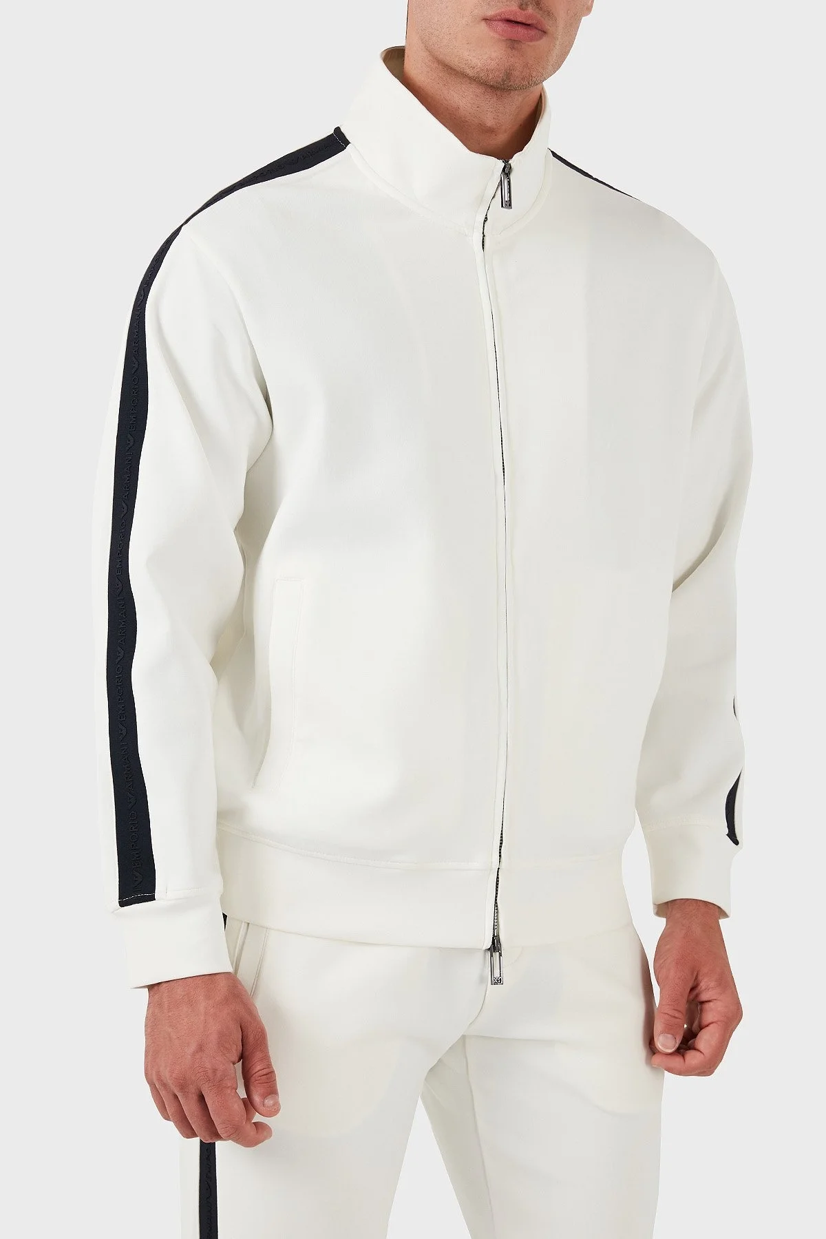 Emporio Armani Regular Fit Dik Yaka Erkek Sweat 6D1MA8 1JHSZ 0101 BEYAZ - 4