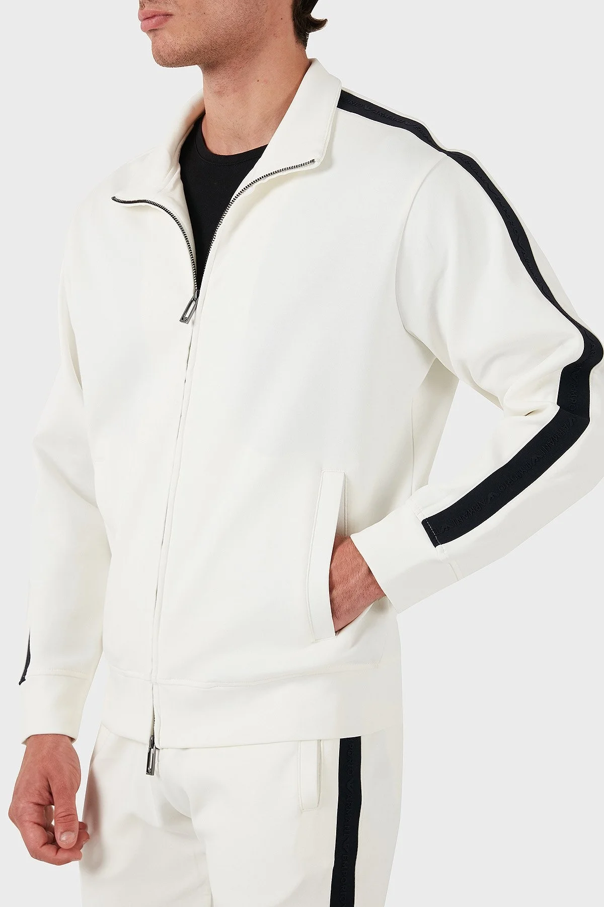 Emporio Armani Regular Fit Dik Yaka Erkek Sweat 6D1MA8 1JHSZ 0101 BEYAZ - 5