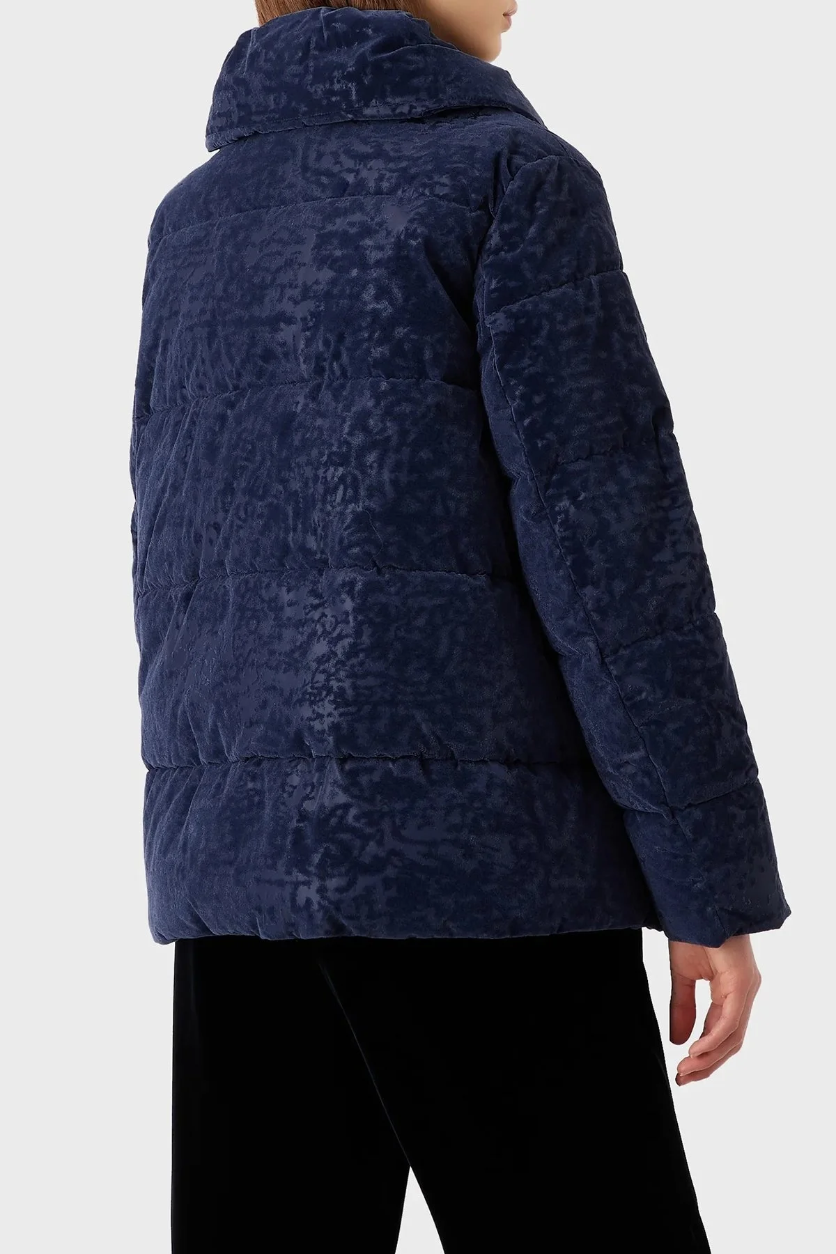 Emporio Armani Regular Fit Dik Yaka Kadife Bayan Mont 6L2B73 2NITZ 0909 LACİVERT - 5