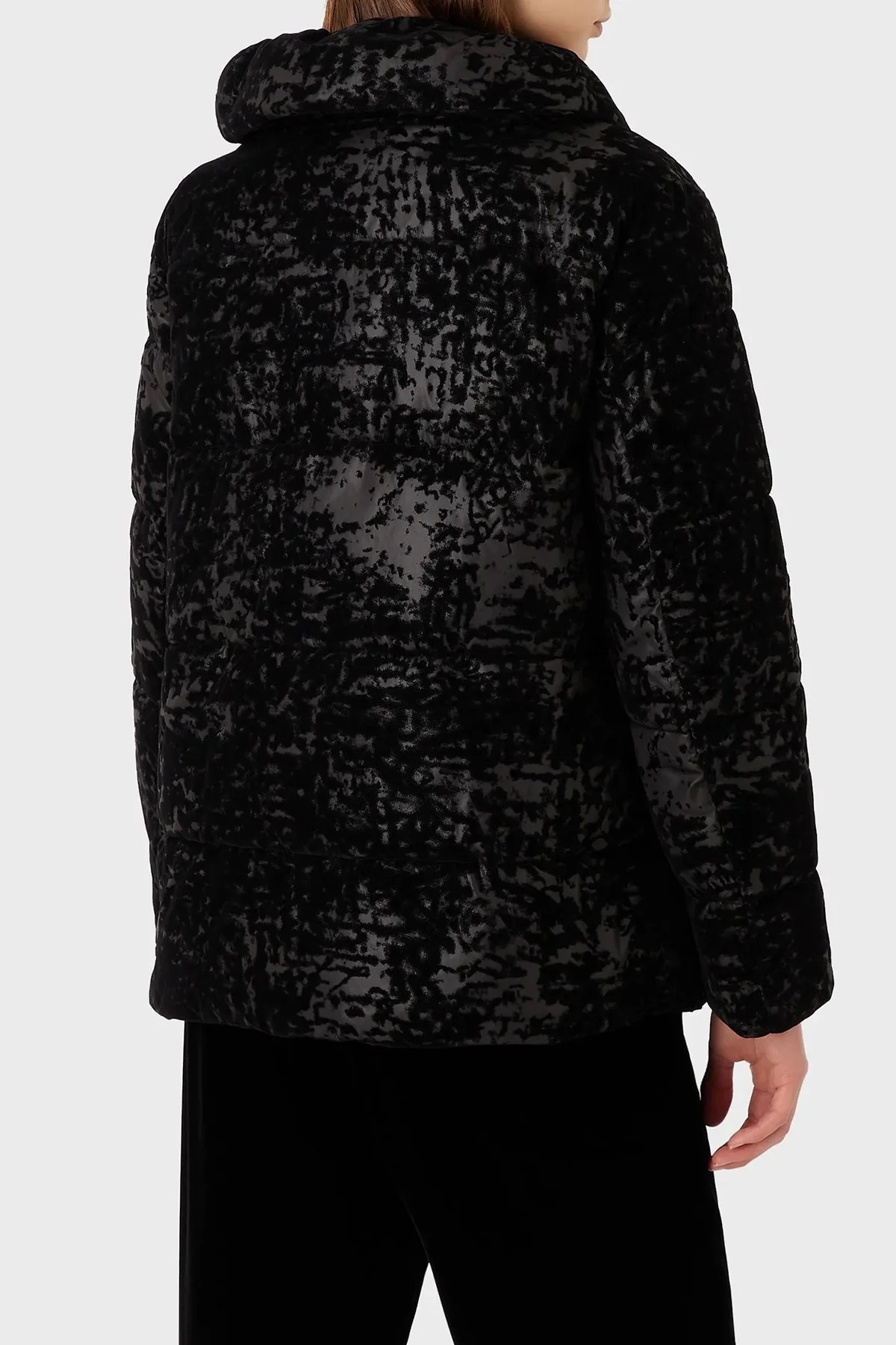 Emporio Armani Regular Fit Dik Yaka Kadife Bayan Mont 6L2B73 2NITZ 0999 SİYAH - 4